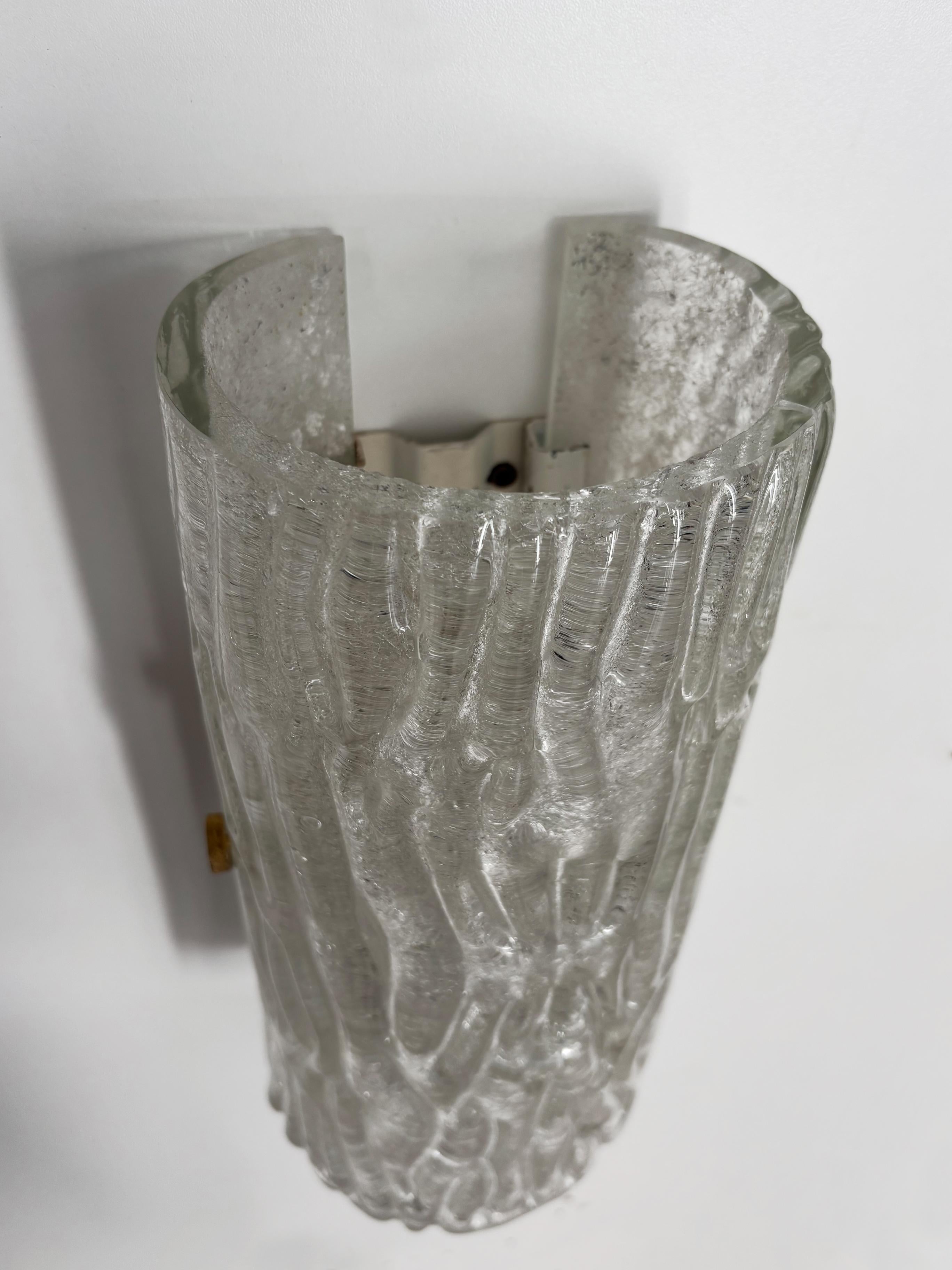 Toni Zuccheri for Seguso Murano Italian Midcentury Glass Sconces Wall Lamps 1950 For Sale 2