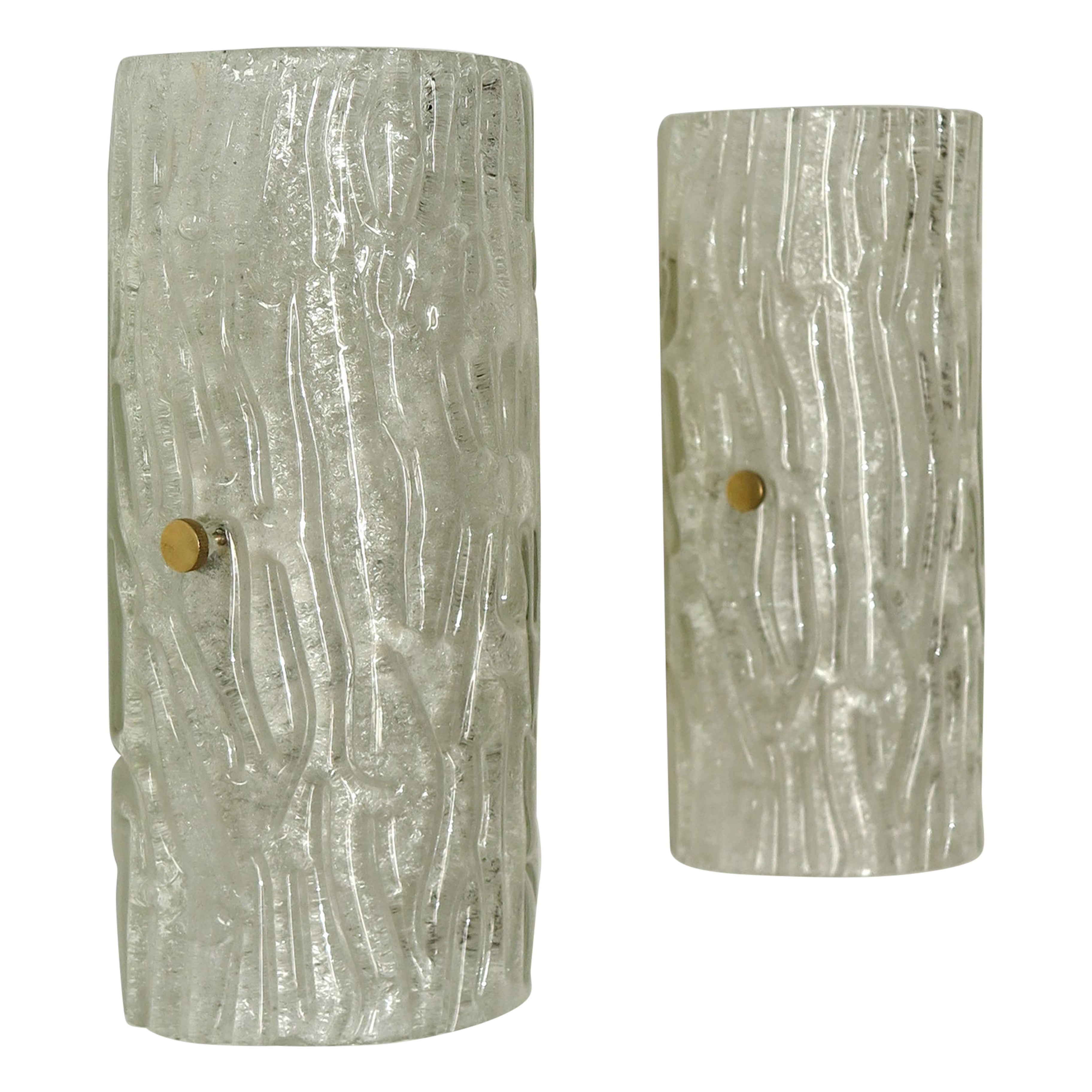 Toni Zuccheri for Seguso Murano Italian Midcentury Glass Sconces Wall Lamps 1950 For Sale