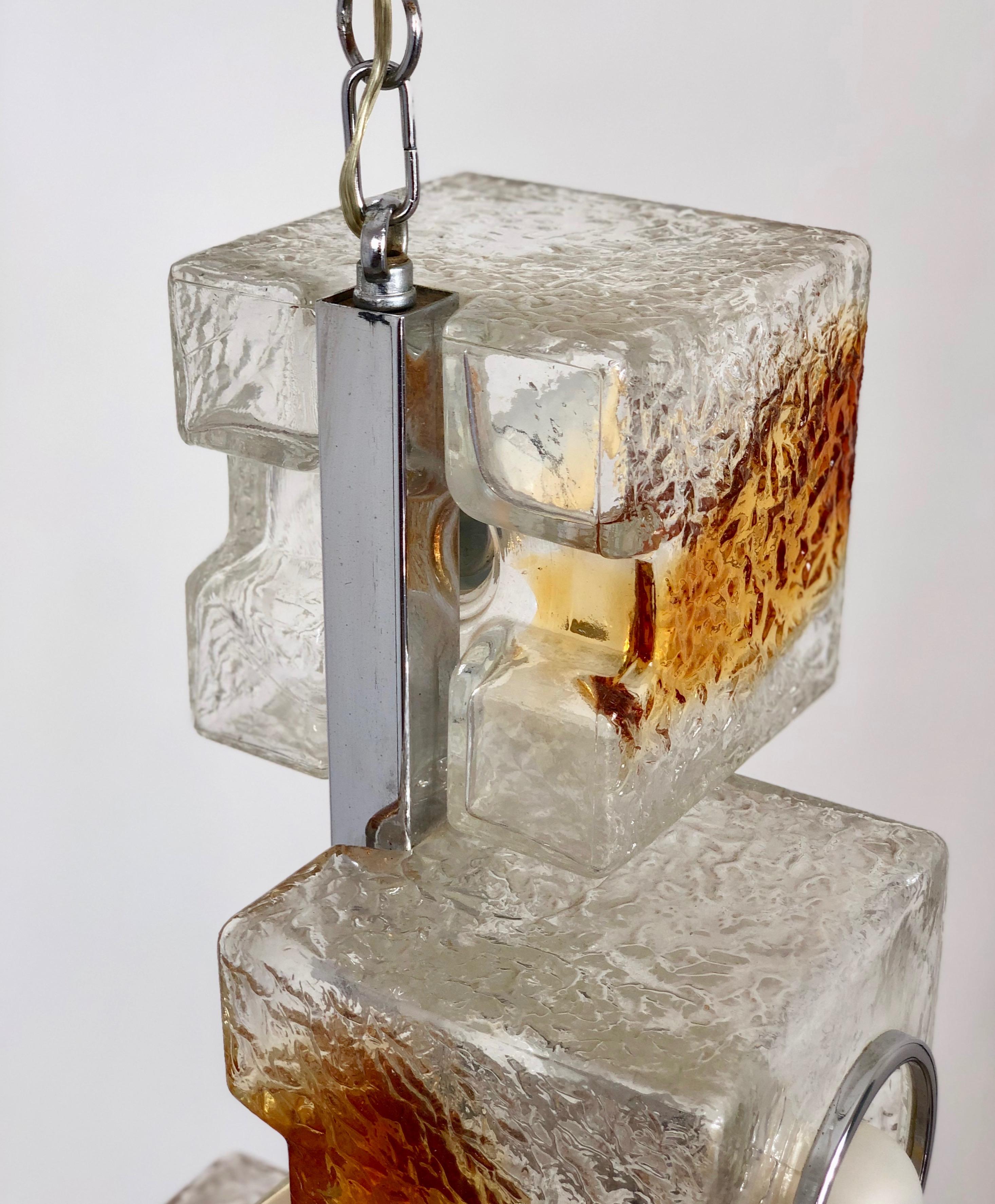 Metal Toni Zuccheri for VeArt Sculpture Cube Design Chandelier 1970s Murano Art Glass For Sale