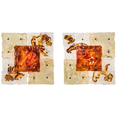 Toni Zuccheri for Venini, a Pair of Patchwork Sconces/Ceiling Lights