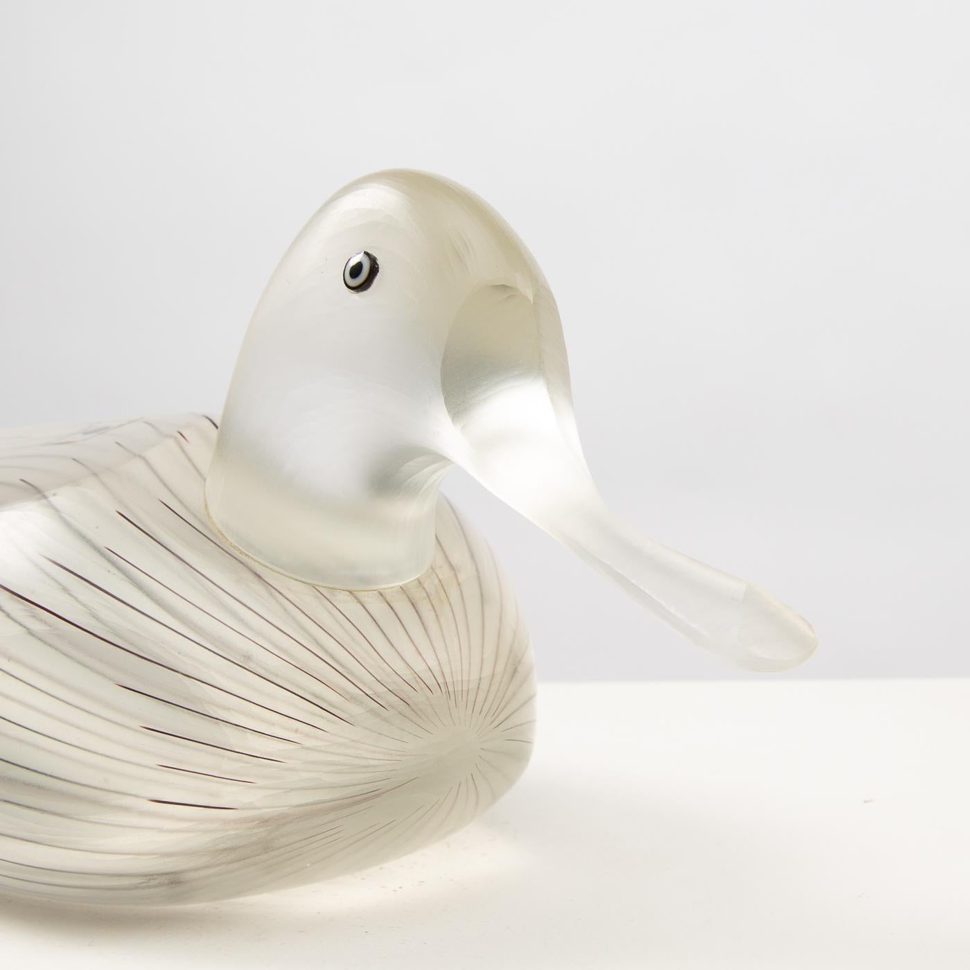 Italian Anatra sculpture by Toni Zuccheri, figure of a female duck, Venini ( ITALY) 