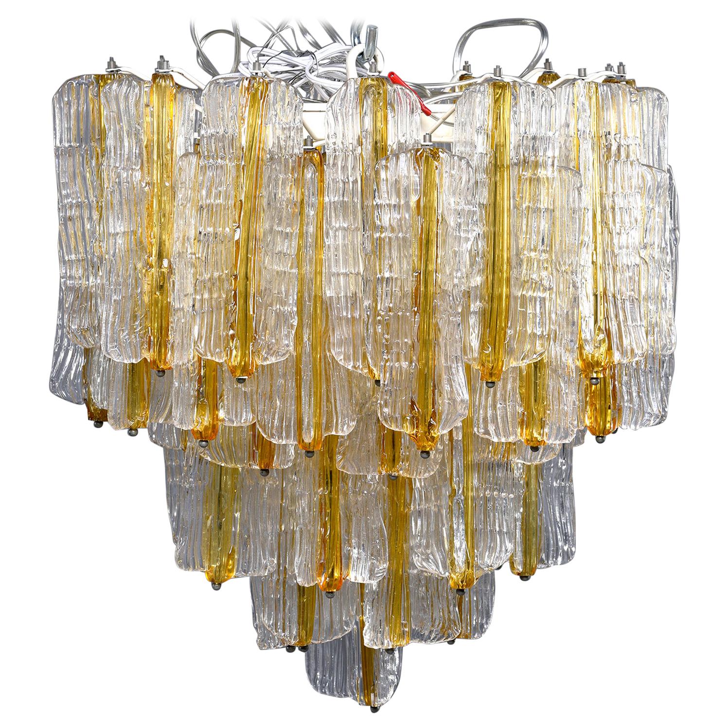 Toni Zuccheri for Venini Chandelier in Two-Toned Glass at 1stDibs