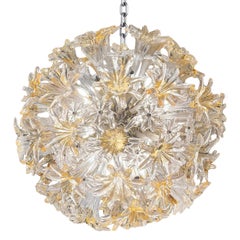 Toni Zuccheri for Venini Clear & Amber Murano Glass "Esprit" Chandelier 1970s