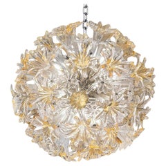 Toni Zuccheri for Venini Clear & Amber Murano Glass "Esprit" Chandelier 1970s