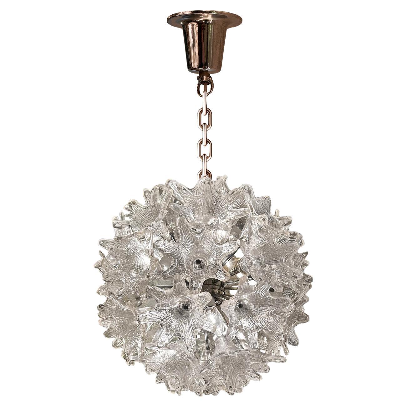 Toni Zuccheri for Venini Clear Murano Glass Petite "Esprit" Chandelier 1970s