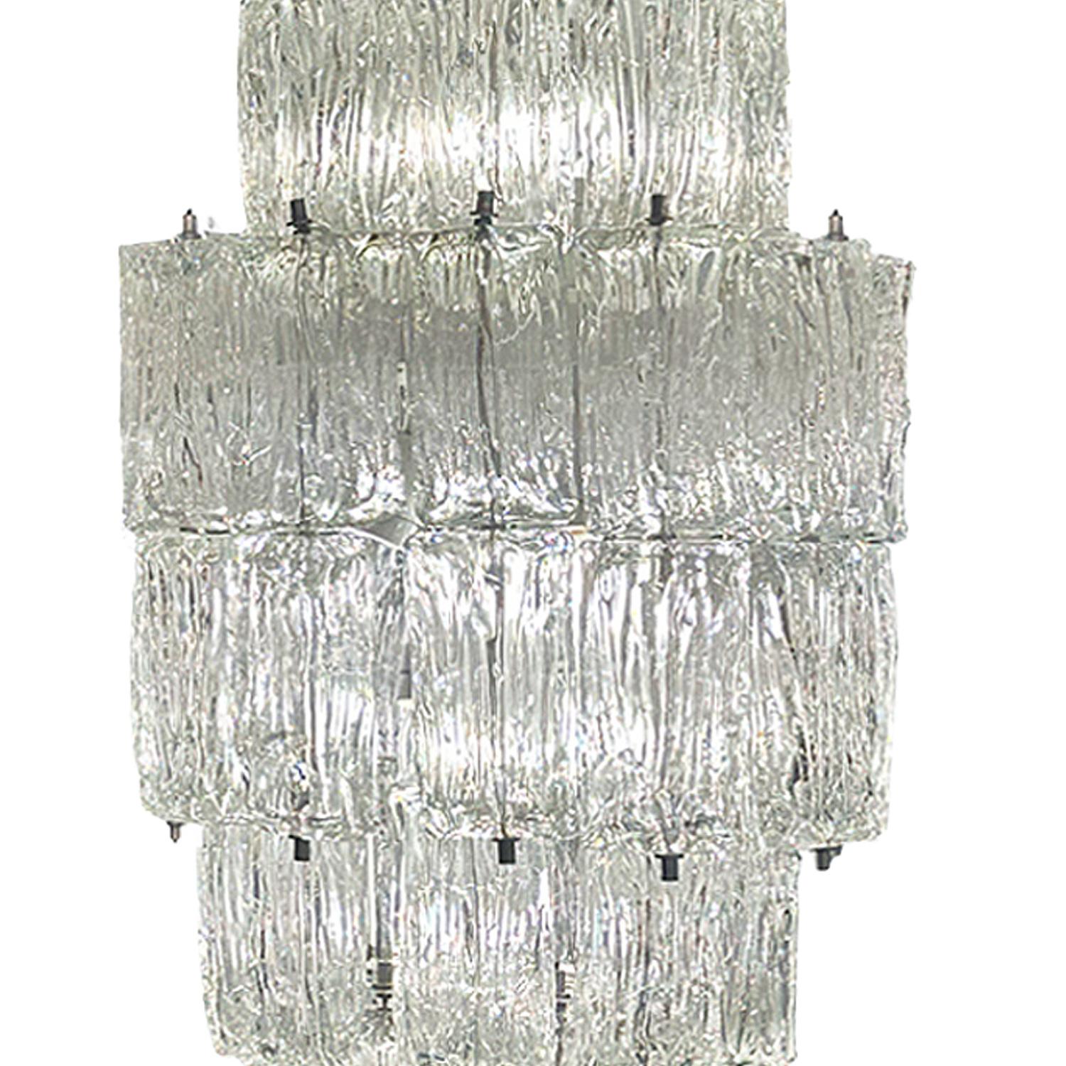 Modern Toni Zuccheri for Venini Murano Corteccia Glass Chandelier 1960s. For Sale