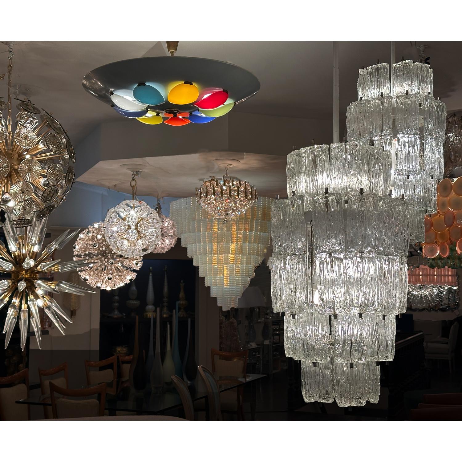 Mid-20th Century Toni Zuccheri for Venini Murano Corteccia Glass Chandelier 1960s. For Sale