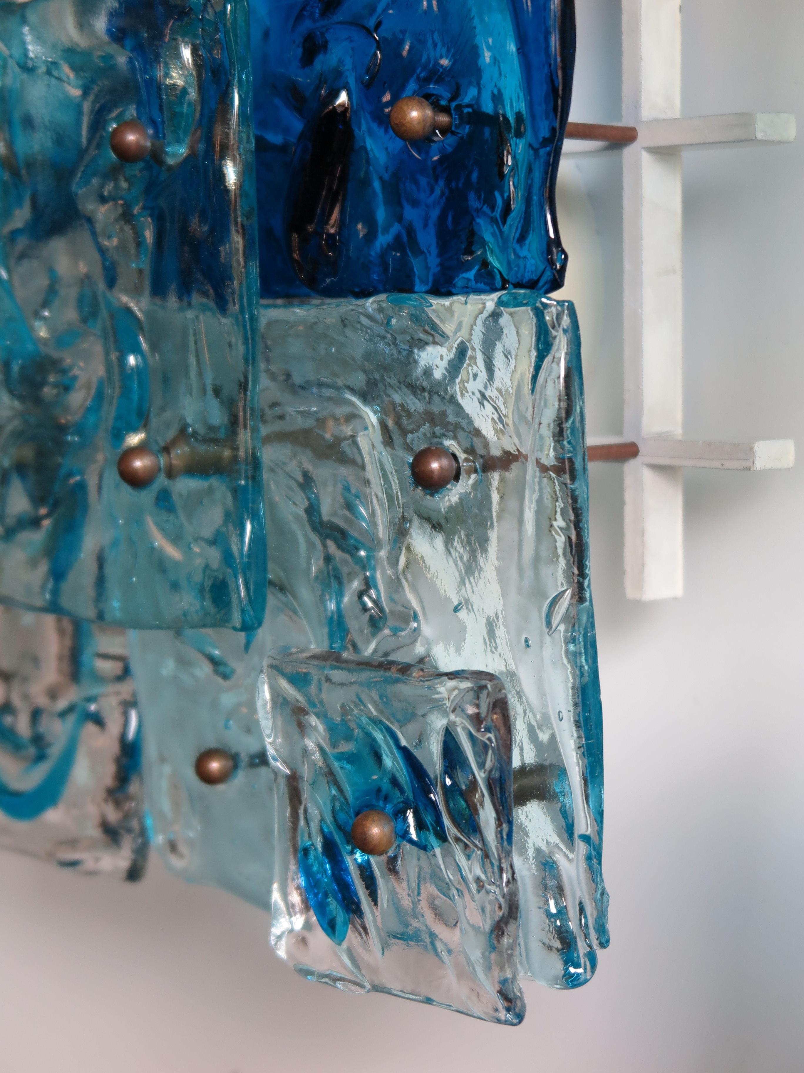 Toni Zuccheri for Venini Murano Italian Glass Sconces Wall Lamps Patcwork, 1970s 4