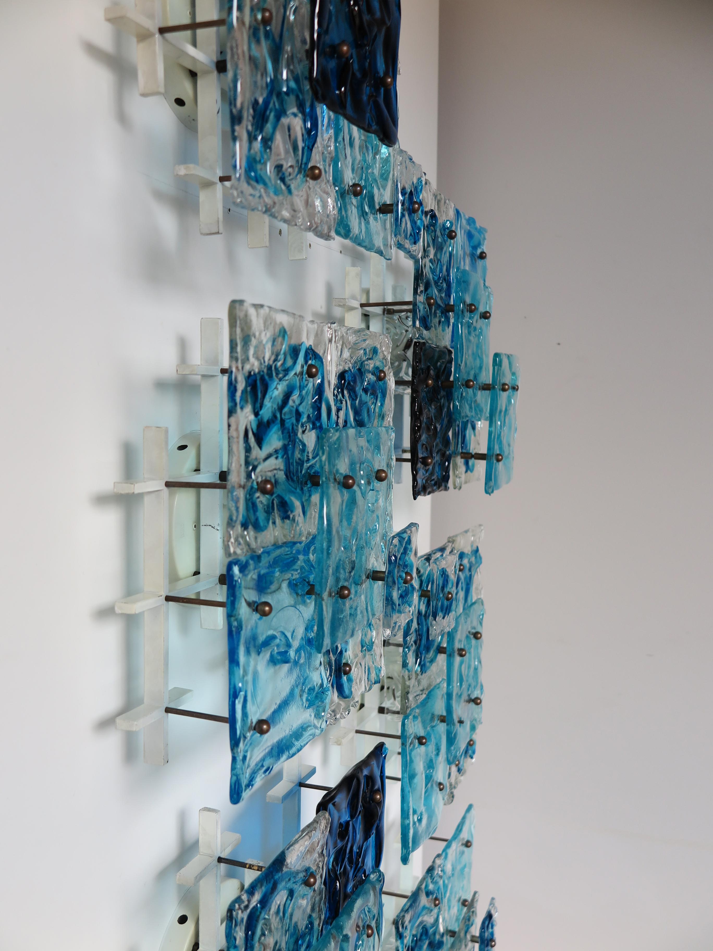 Toni Zuccheri for Venini Murano Italian Glass Sconces Wall Lamps Patcwork, 1970s 6