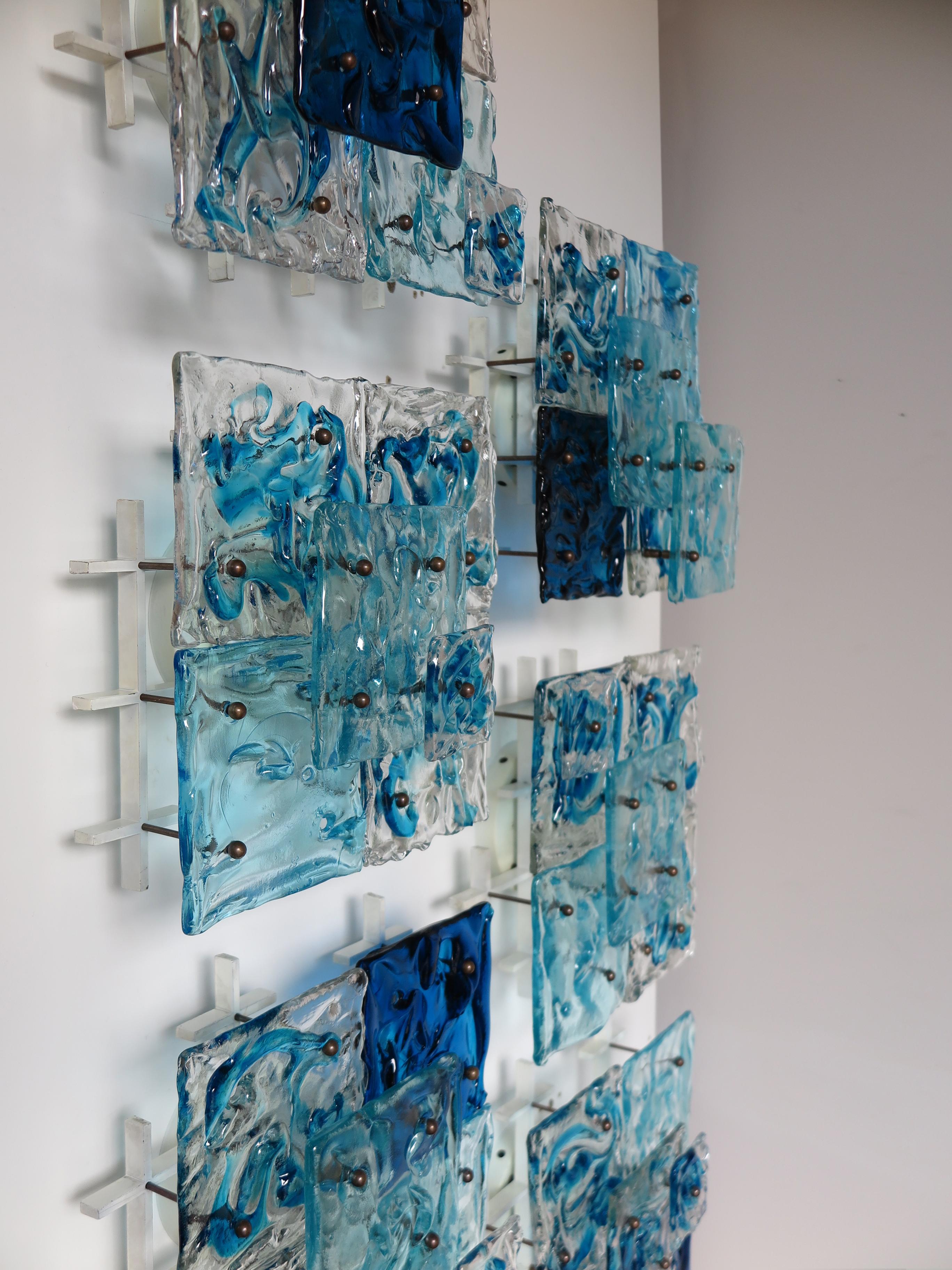 Toni Zuccheri for Venini Murano Italian Glass Sconces Wall Lamps Patcwork, 1970s 7