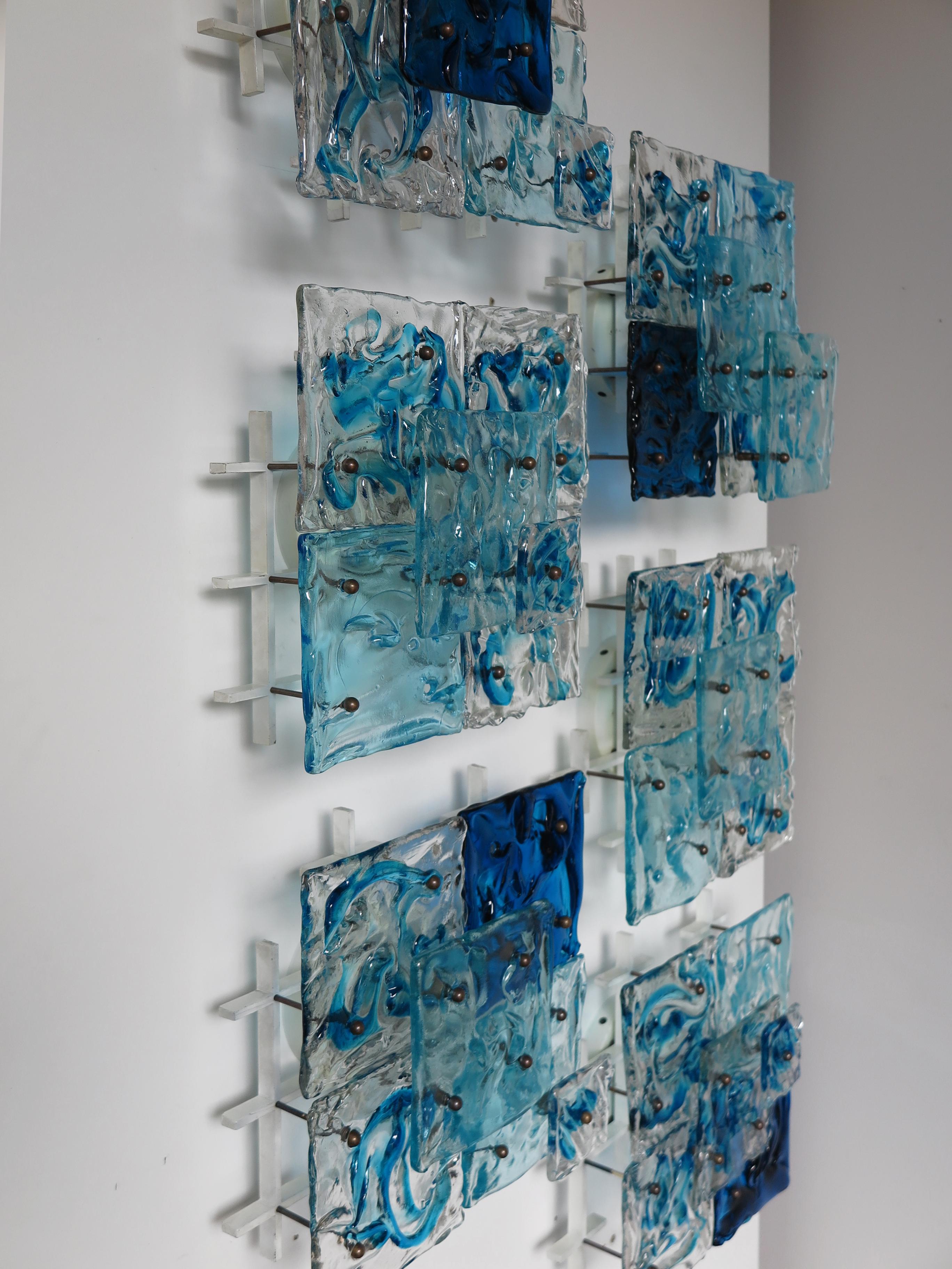 Toni Zuccheri for Venini Murano Italian Glass Sconces Wall Lamps Patcwork, 1970s 8