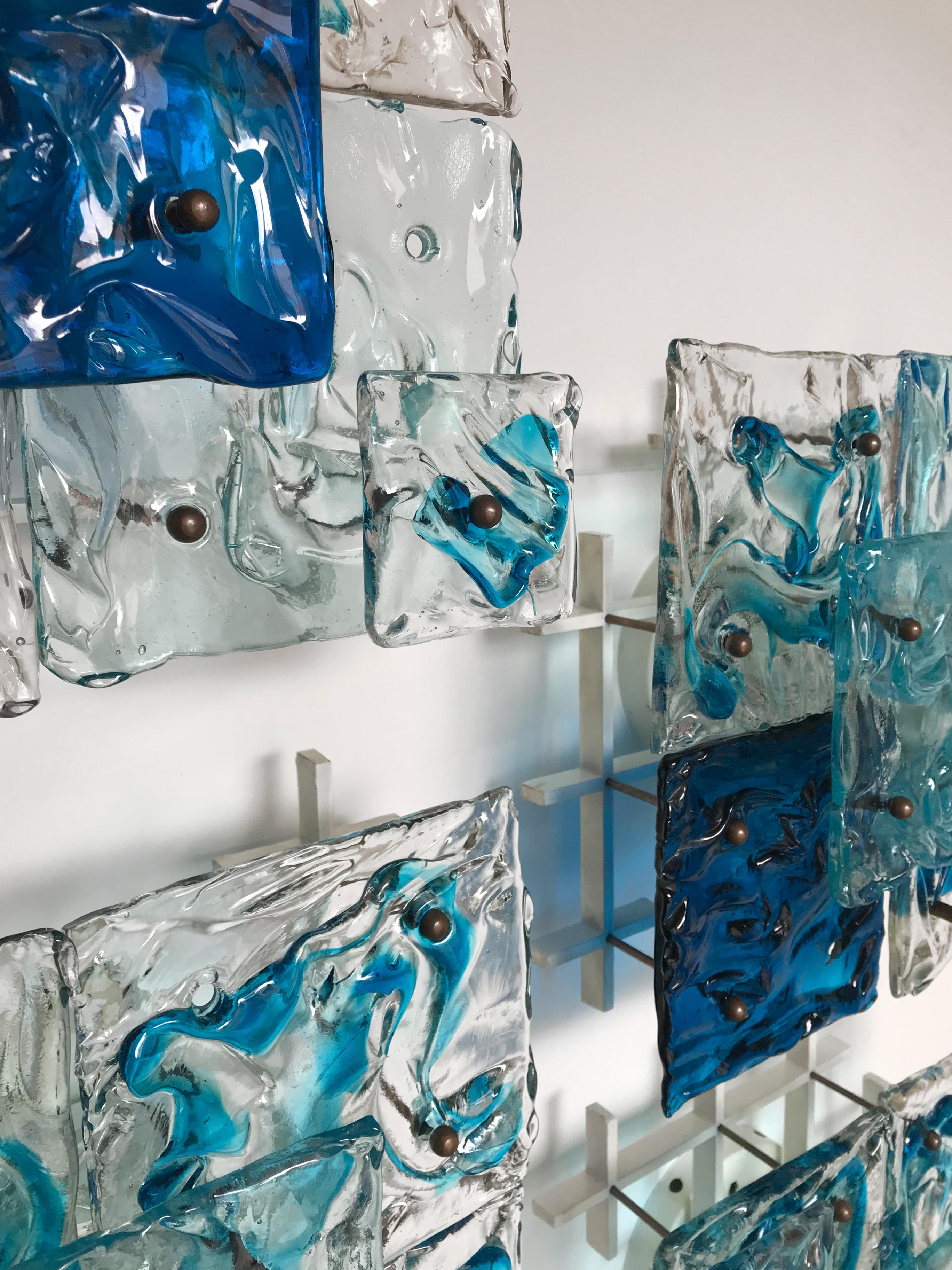 Toni Zuccheri for Venini Murano Italian Glass Sconces Wall Lamps Patcwork, 1970s 9