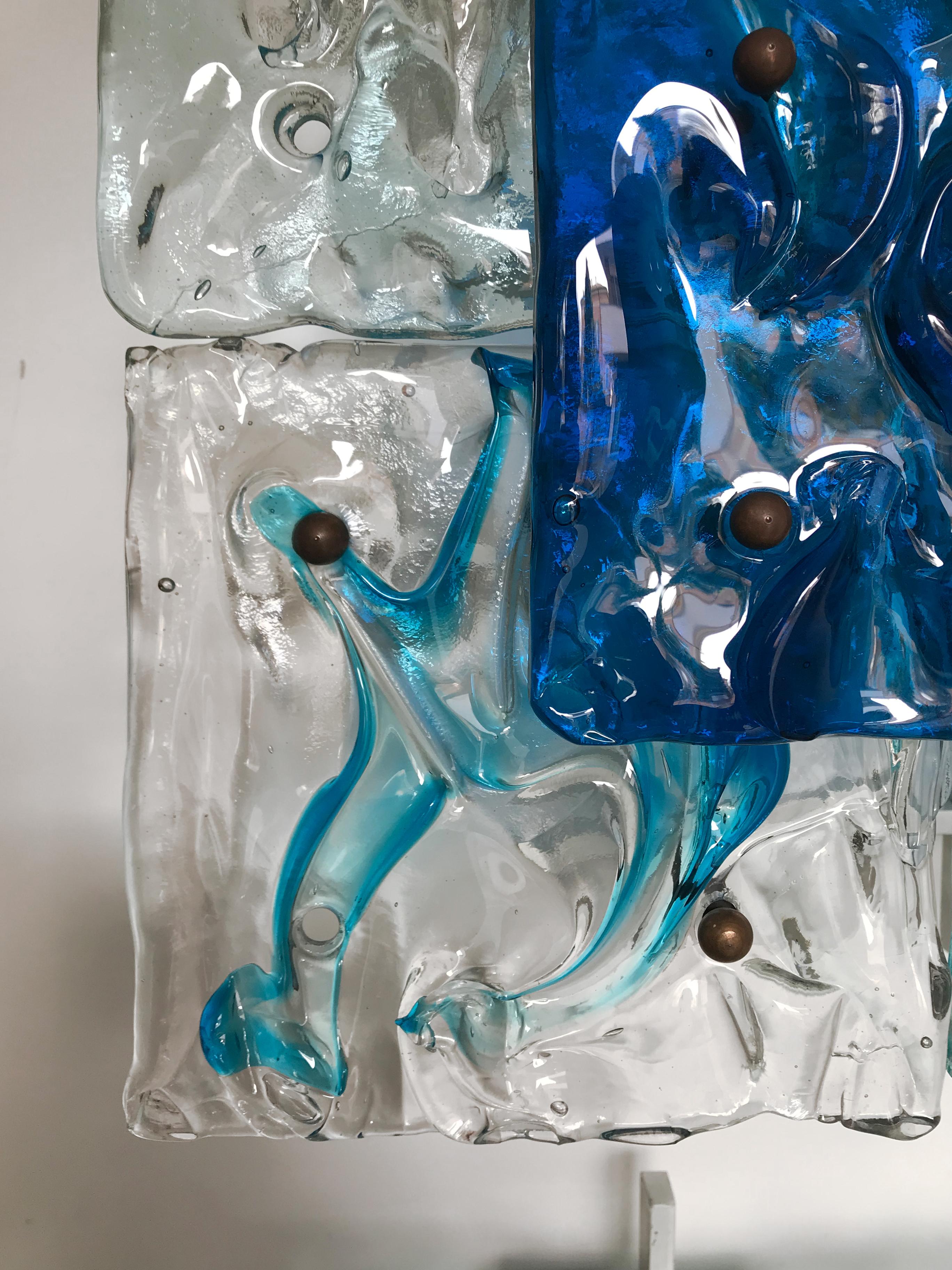 Toni Zuccheri for Venini Murano Italian Glass Sconces Wall Lamps Patcwork, 1970s 10