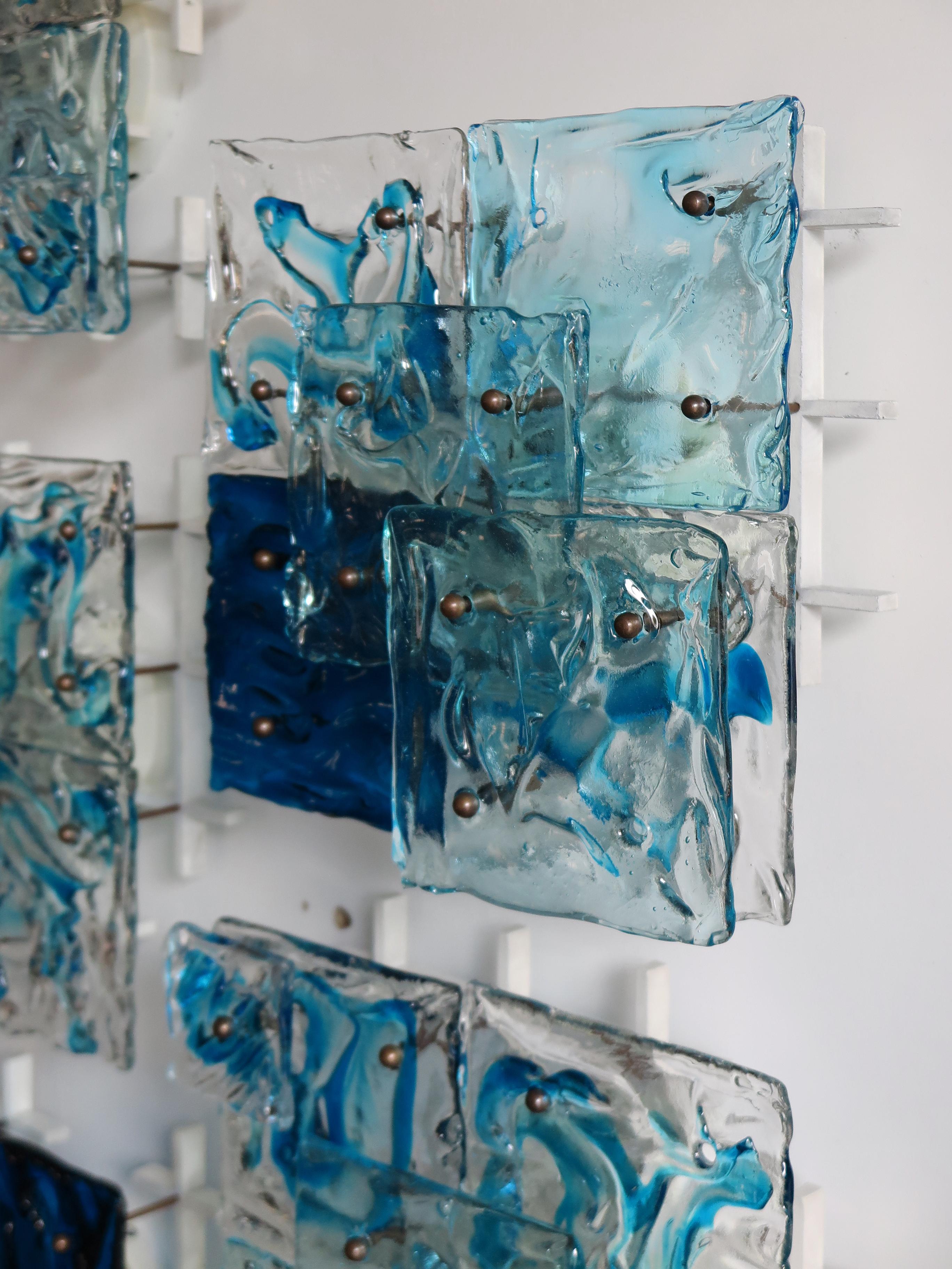 Toni Zuccheri for Venini Murano Italian Glass Sconces Wall Lamps Patcwork, 1970s 2
