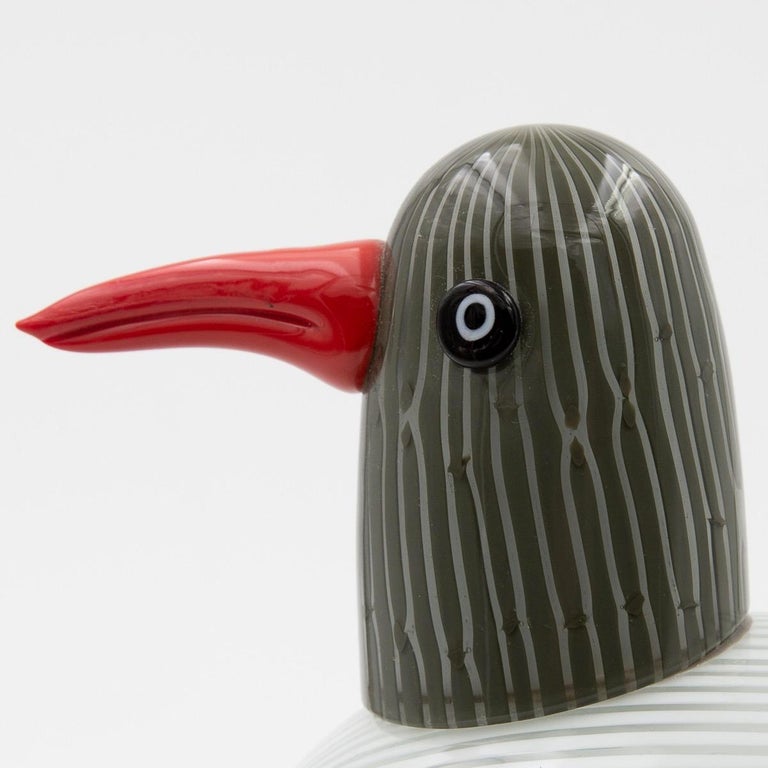 Late 20th Century Toni Zuccheri for Venini Murano Seagull Mouth Blown Glass Bird Sculpture For Sale