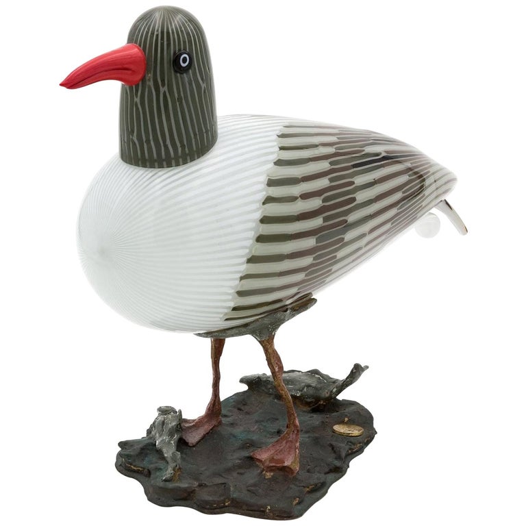 Toni Zuccheri for Venini Murano Seagull Mouth Blown Glass Bird Sculpture For Sale