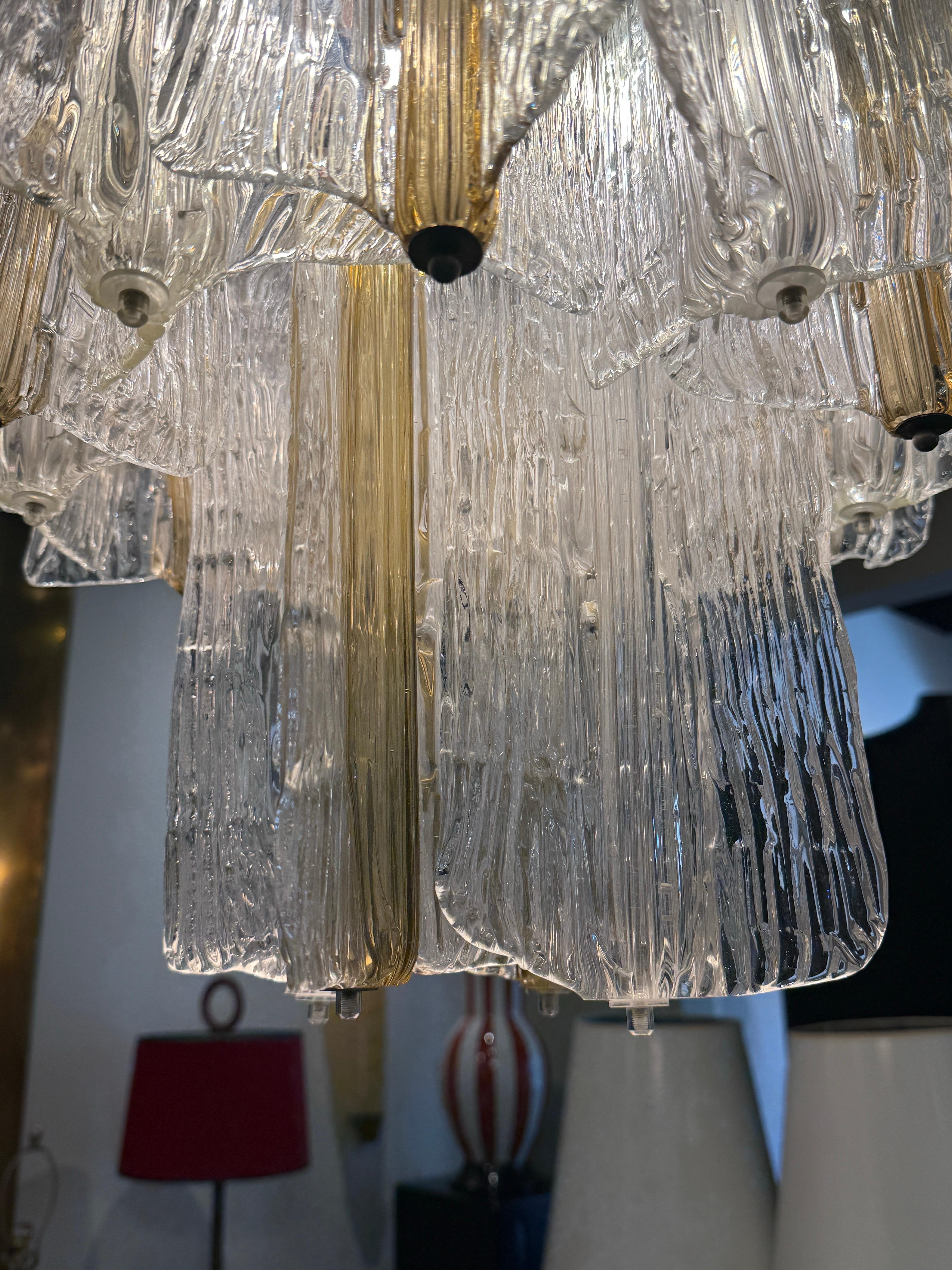 Lampadario a strati di Murano di Toni Zuccheri per Venini in vendita 5