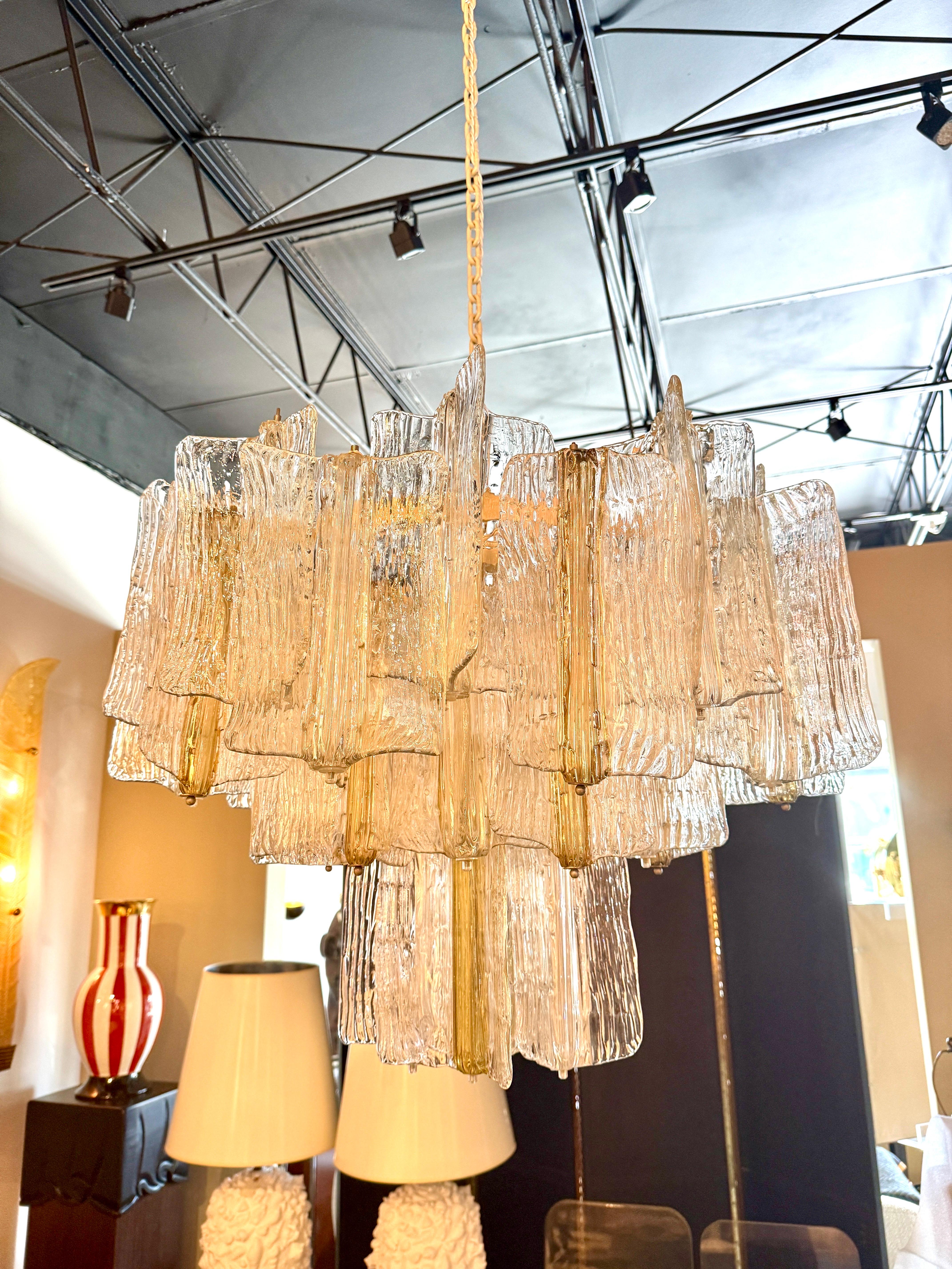 Lampadario a strati di Murano di Toni Zuccheri per Venini In condizioni buone in vendita a North Miami, FL