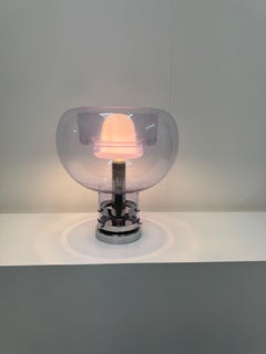 Toni Zuccheri hand blown glass and chrome table lamp .