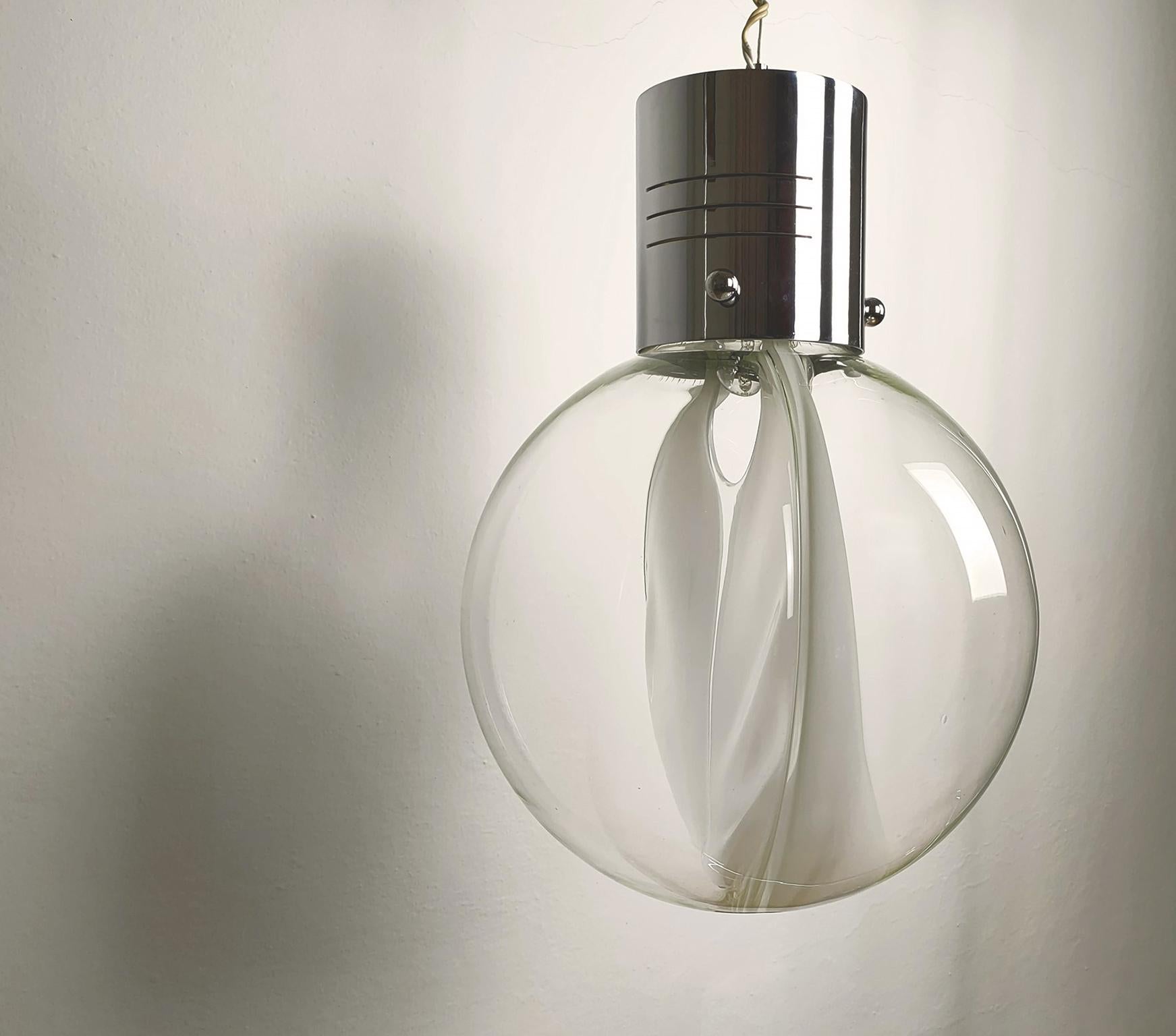 Mid-Century Modern Toni Zuccheri Membrana Ceiling Lamp in Murano Glass by Venini 1960s Italy For Sale