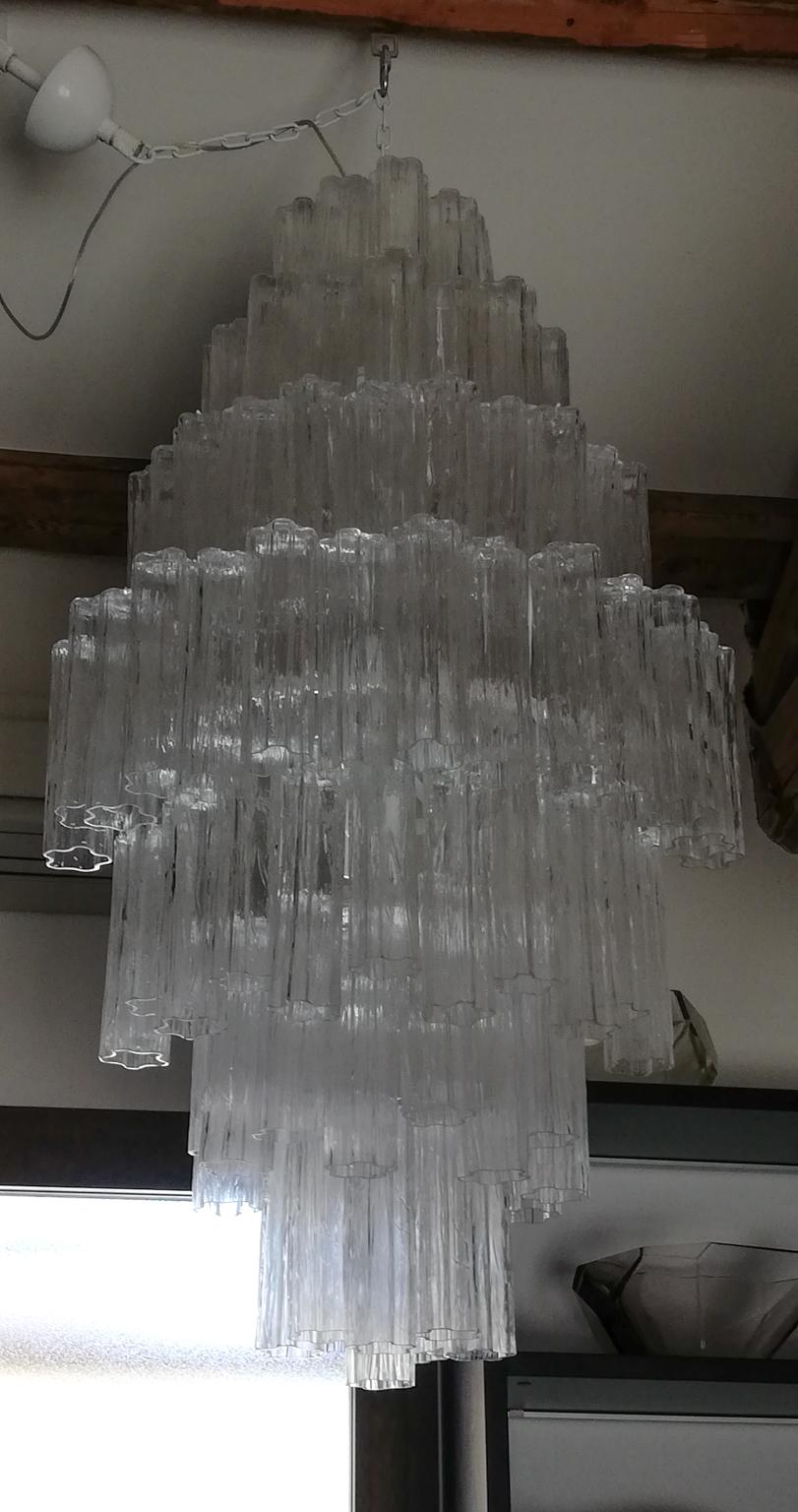 Toni Zuccheri Mid-Century Modern Crystal Murano Glass Chandelier für Venini 1980 im Angebot 3