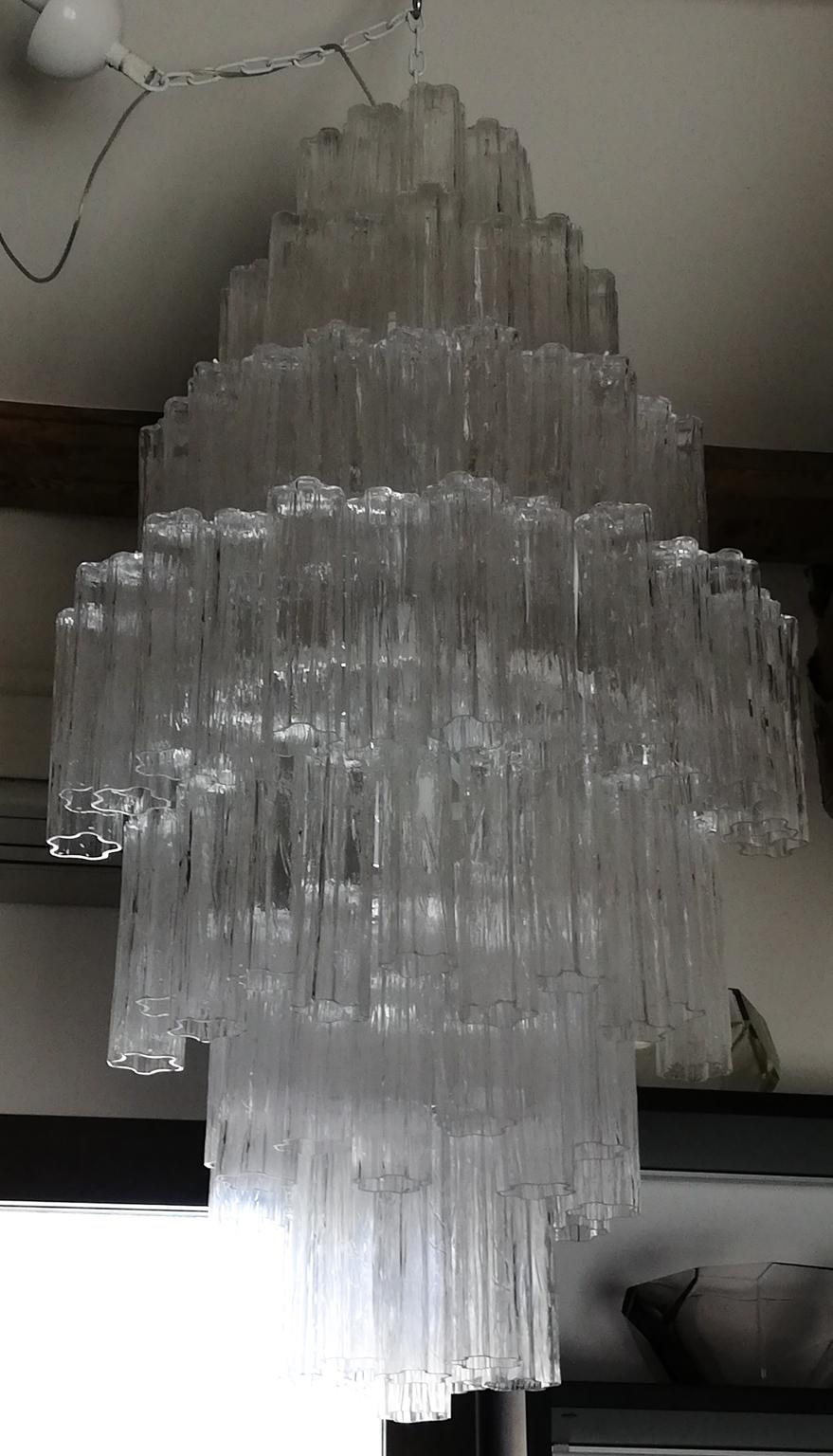 Toni Zuccheri Mid-Century Modern Crystal Murano Glass Chandelier für Venini 1980 im Angebot 5