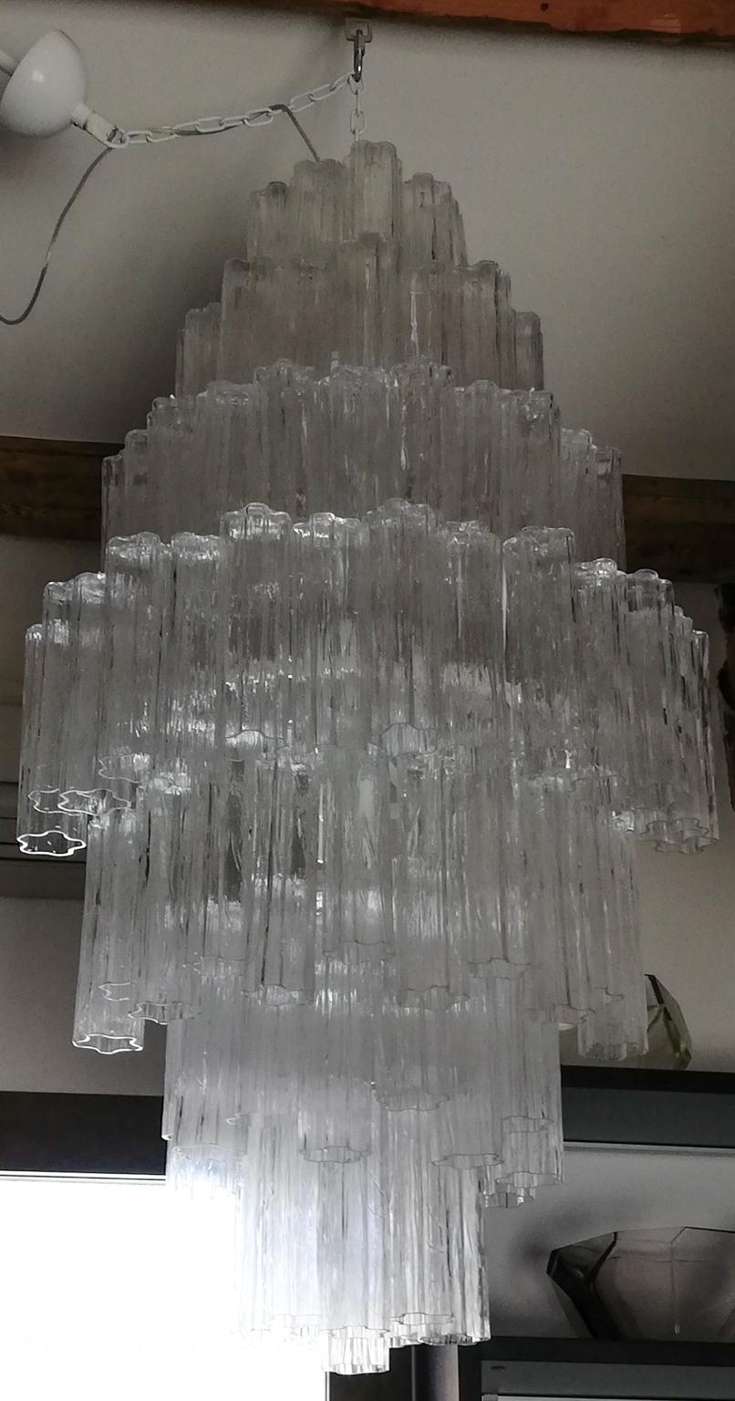 Toni Zuccheri Mid-Century Modern Crystal Murano Glass Chandelier für Venini 1980 im Angebot 12