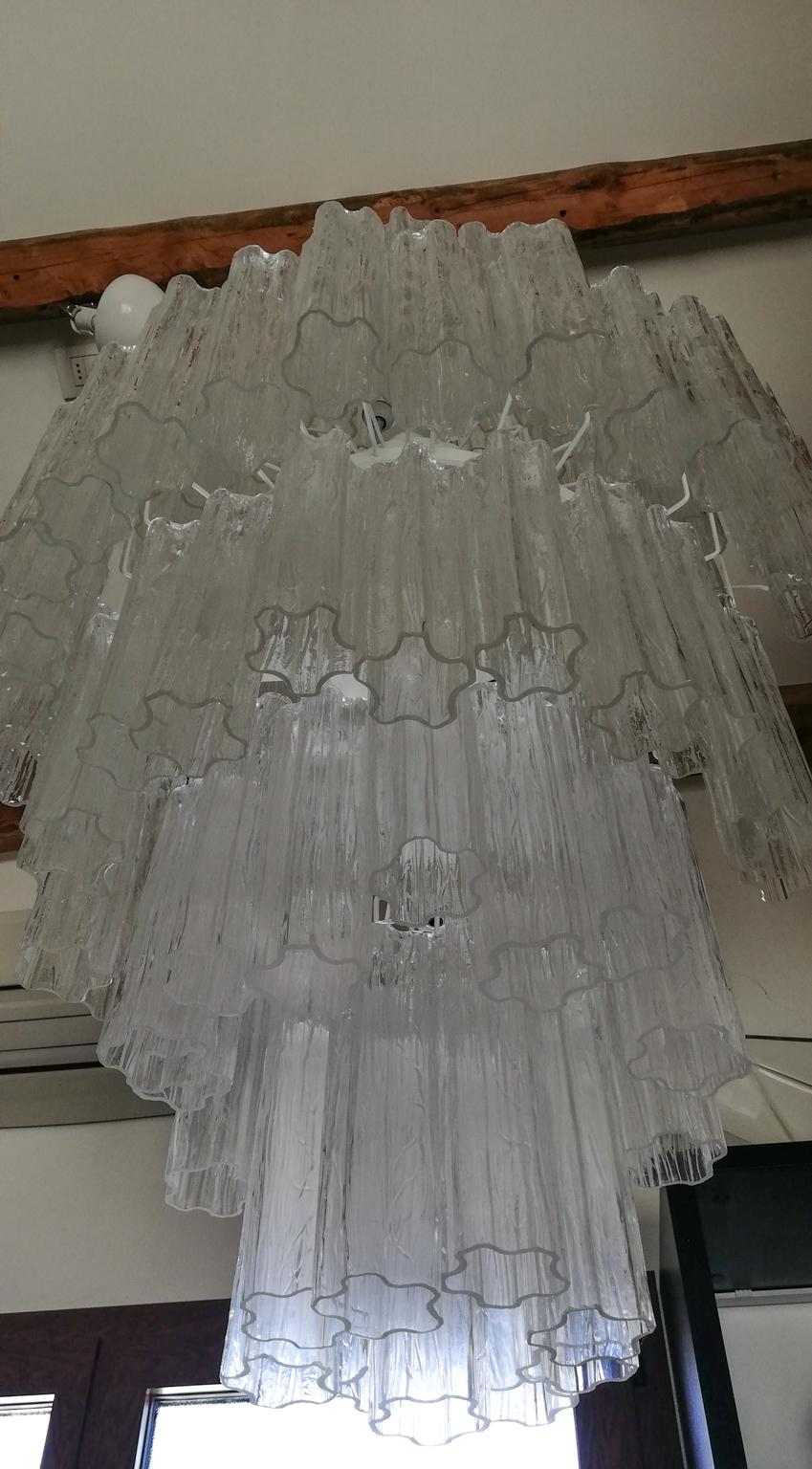 Fait main Toni Zuccheri lustre en cristal de Murano pour Venini 1980 en vente