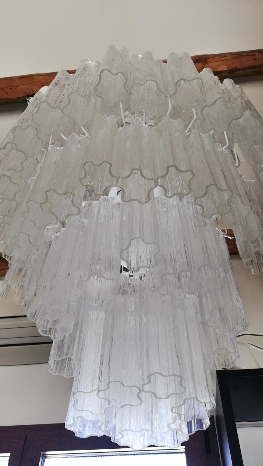 Toni Zuccheri Mid-Century Modern Crystal Murano Glass Chandelier für Venini 1980 (Ende des 20. Jahrhunderts) im Angebot