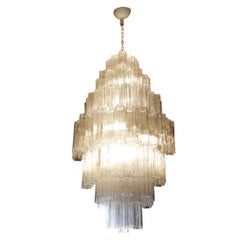 Retro Toni Zuccheri Mid-Century Modern Crystal Murano Glass Chandelier for Venini 1980