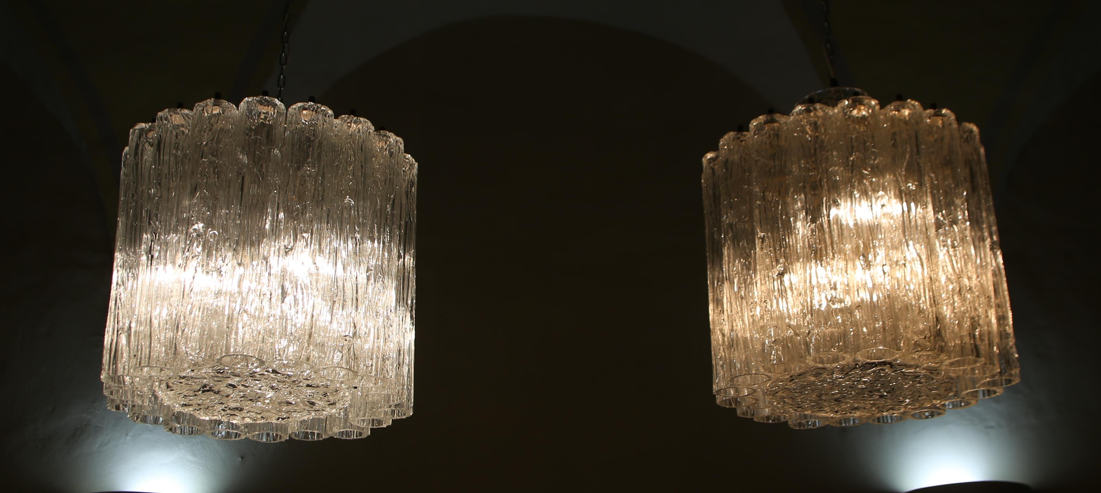 Italian TONI SUGAR. Pair of Venini chandeliers model 
