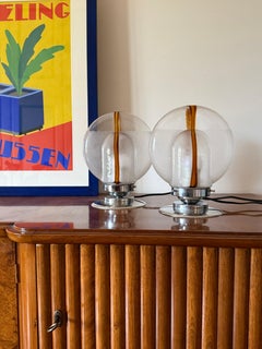 Toni Zuccheri, Set of 2 of Murano blown glass lamps, Mazzega, Murano Italy 1970s