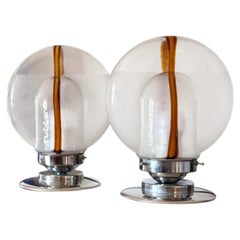 Toni Zuccheri, Set of 2 of Murano blown glass lamps, Mazzega, Murano Italy 1970s