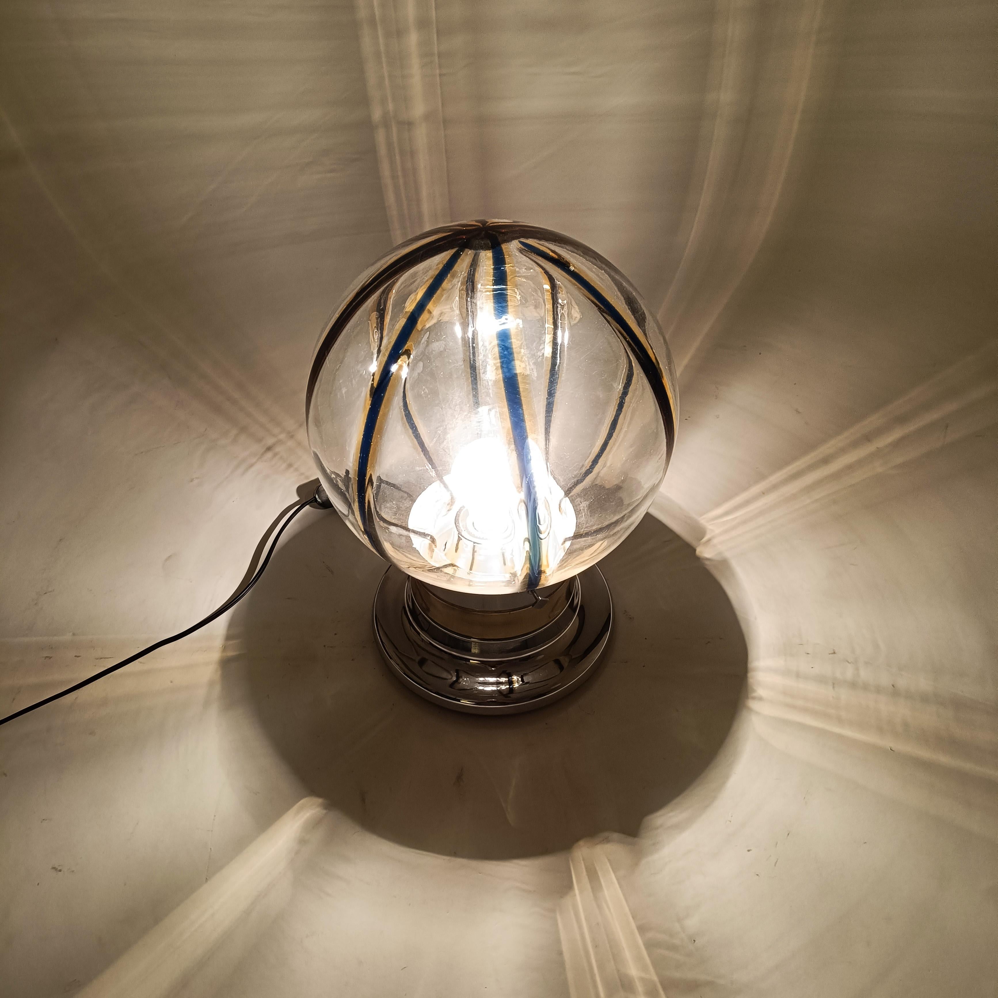Steel Toni Zuccheri. Space Age style murano glass table lamp, Italy, 1970s For Sale