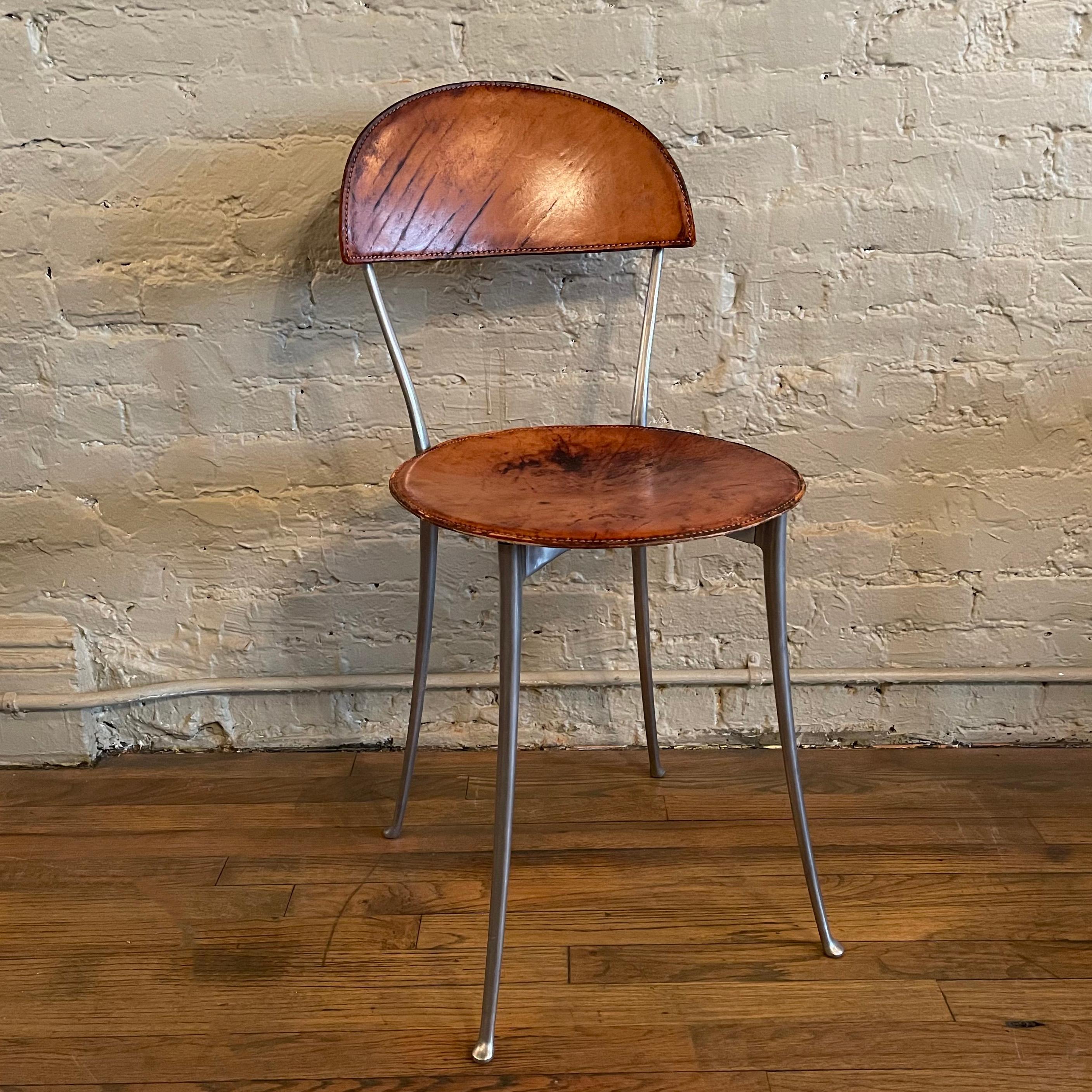 Post-Modern Tonietta Leather Side Chair by Enzo Mari for Zanotta