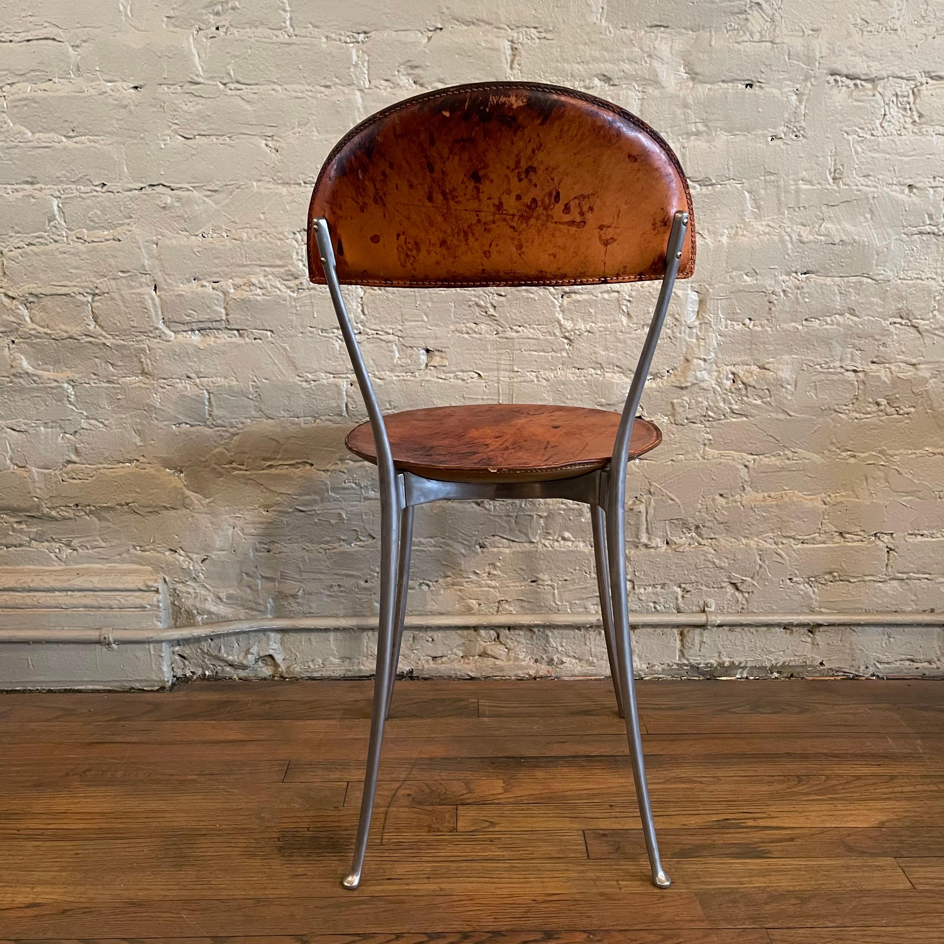 Aluminum Tonietta Leather Side Chair by Enzo Mari for Zanotta