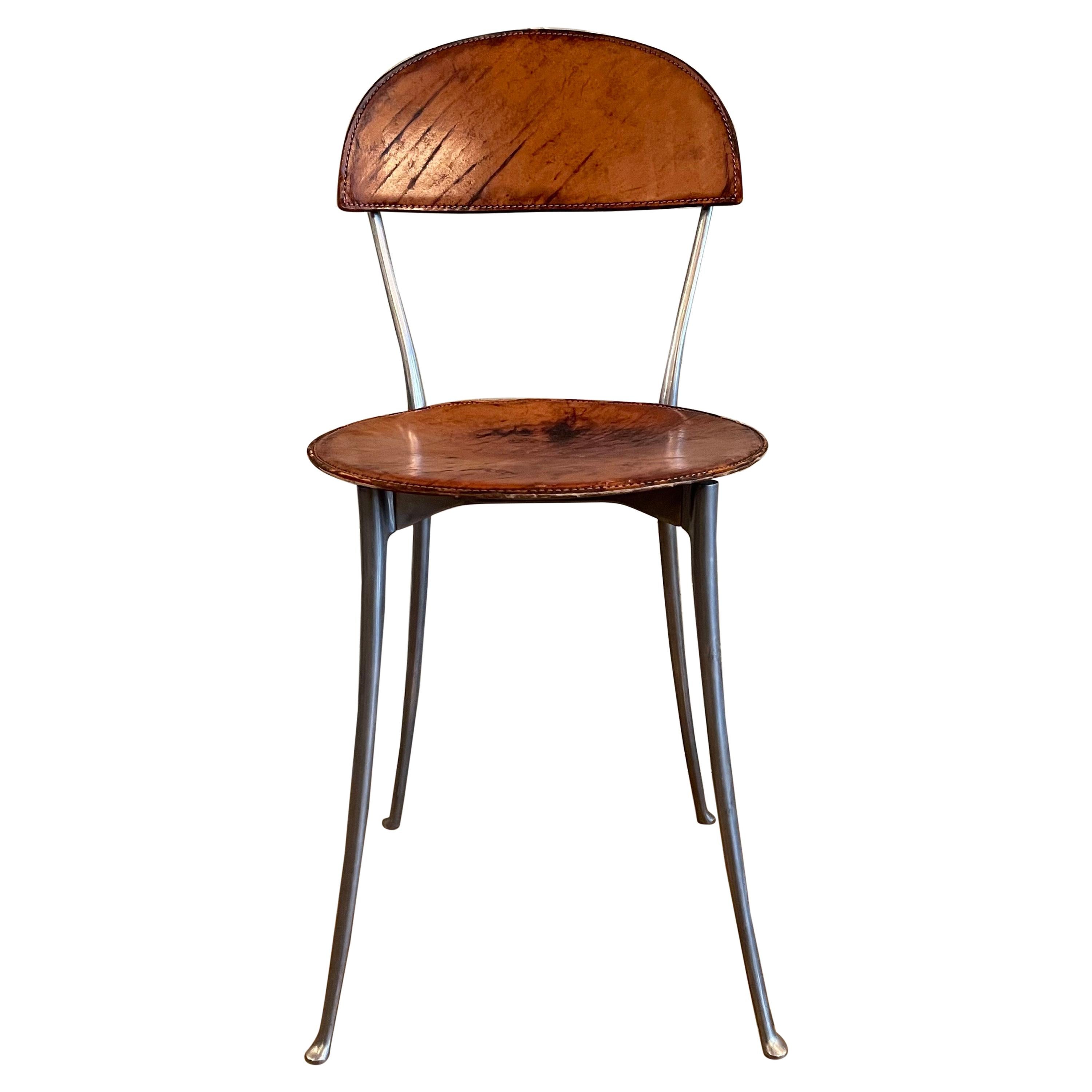 Tonietta Leather Side Chair by Enzo Mari for Zanotta