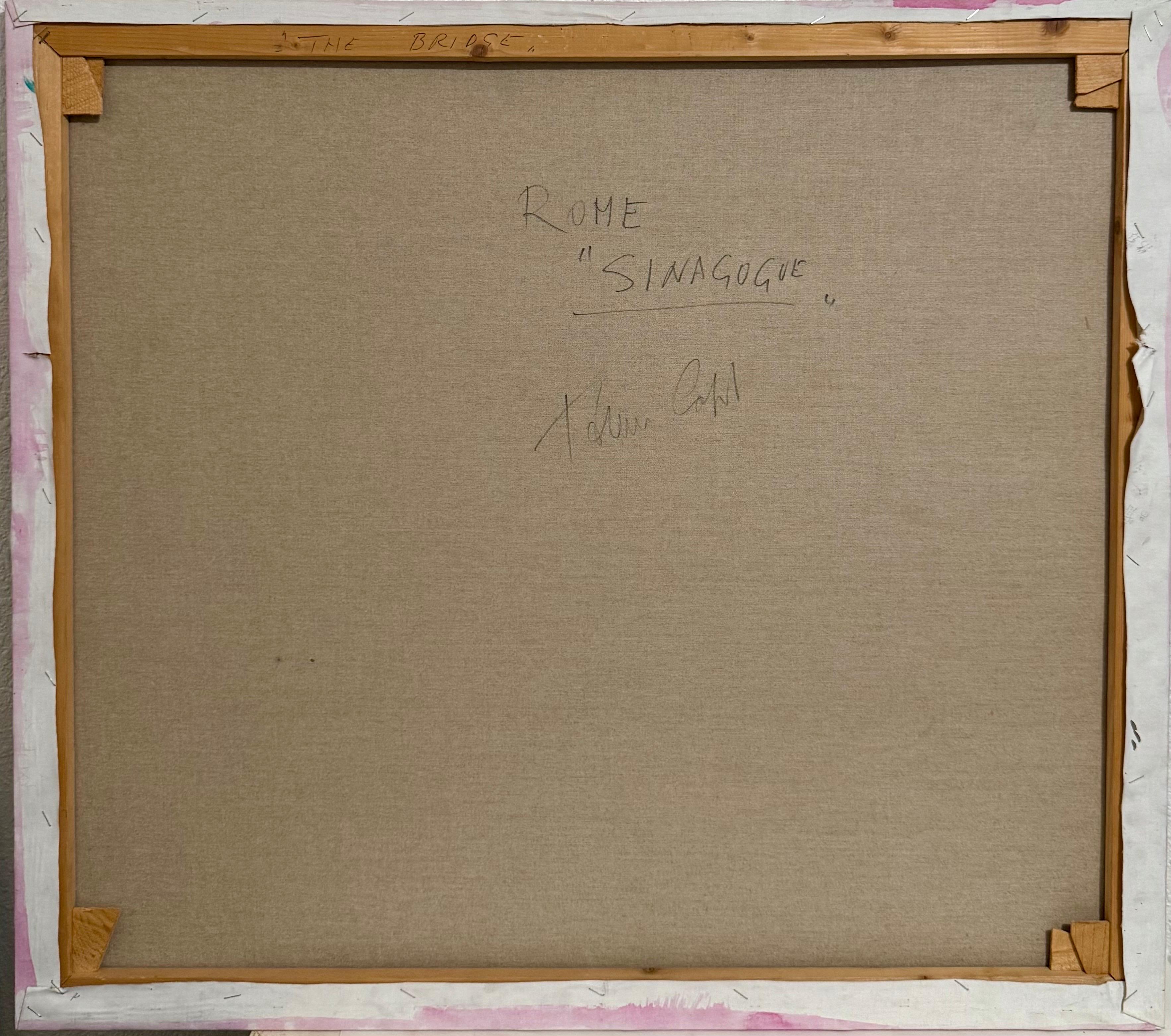 Large Oil Painting Italian Synagogue Rome Antonio Caputo Architecture Judaica For Sale 10