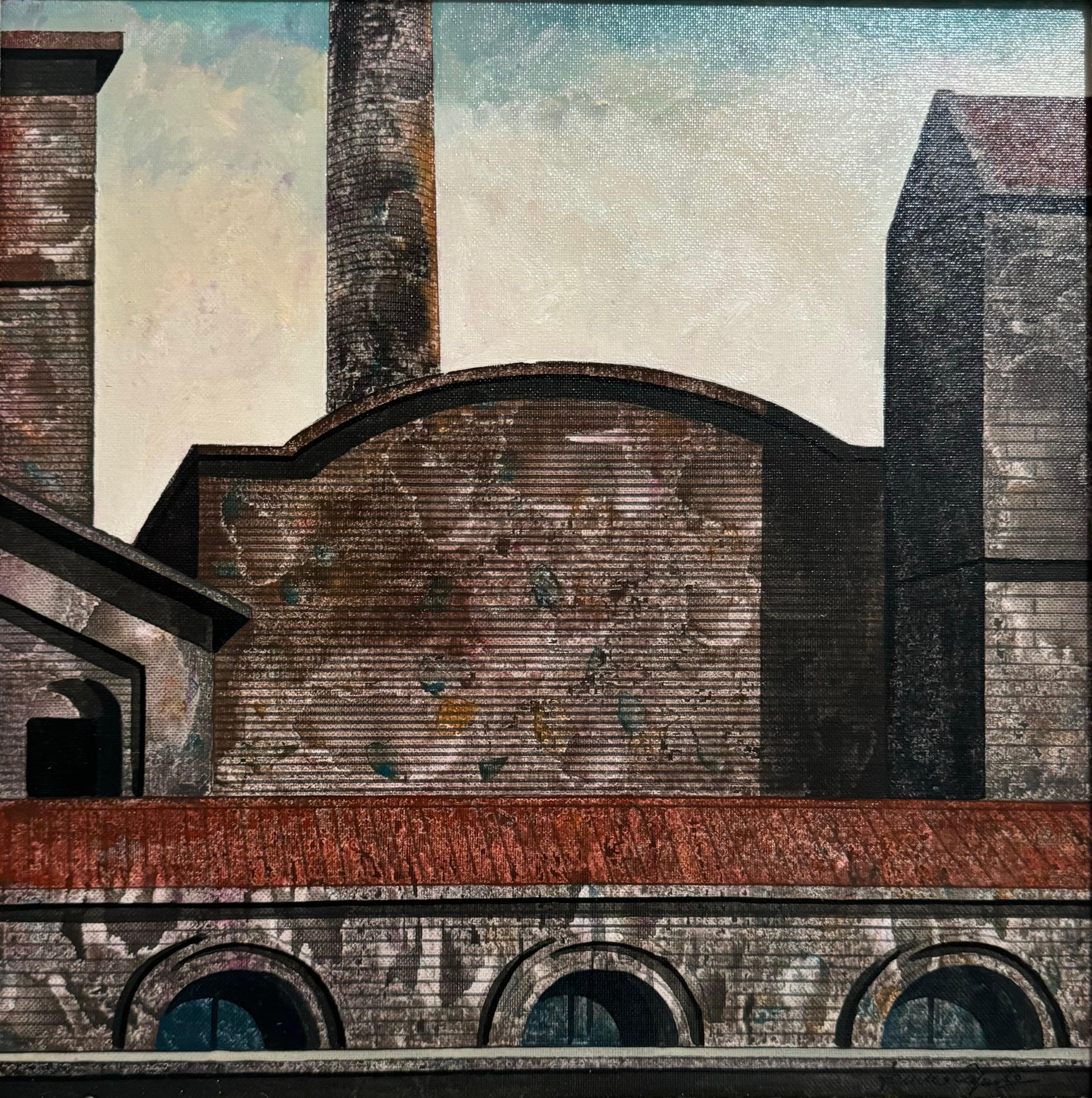 Ölgemälde Italienisches Stadtbild Rom Architektur Tonino Antonio Caputo (Postmoderne), Painting, von Tonino Caputo