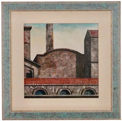 Peinture à l'huile paysage urbain italien Rome architecture Tonino Antonio Caputo