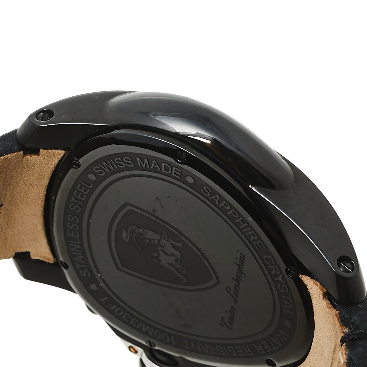 Contemporary Tonino Lamborghini Black Two-Tone Stainless Steel Spyder Men's Wristwatch 55 mm