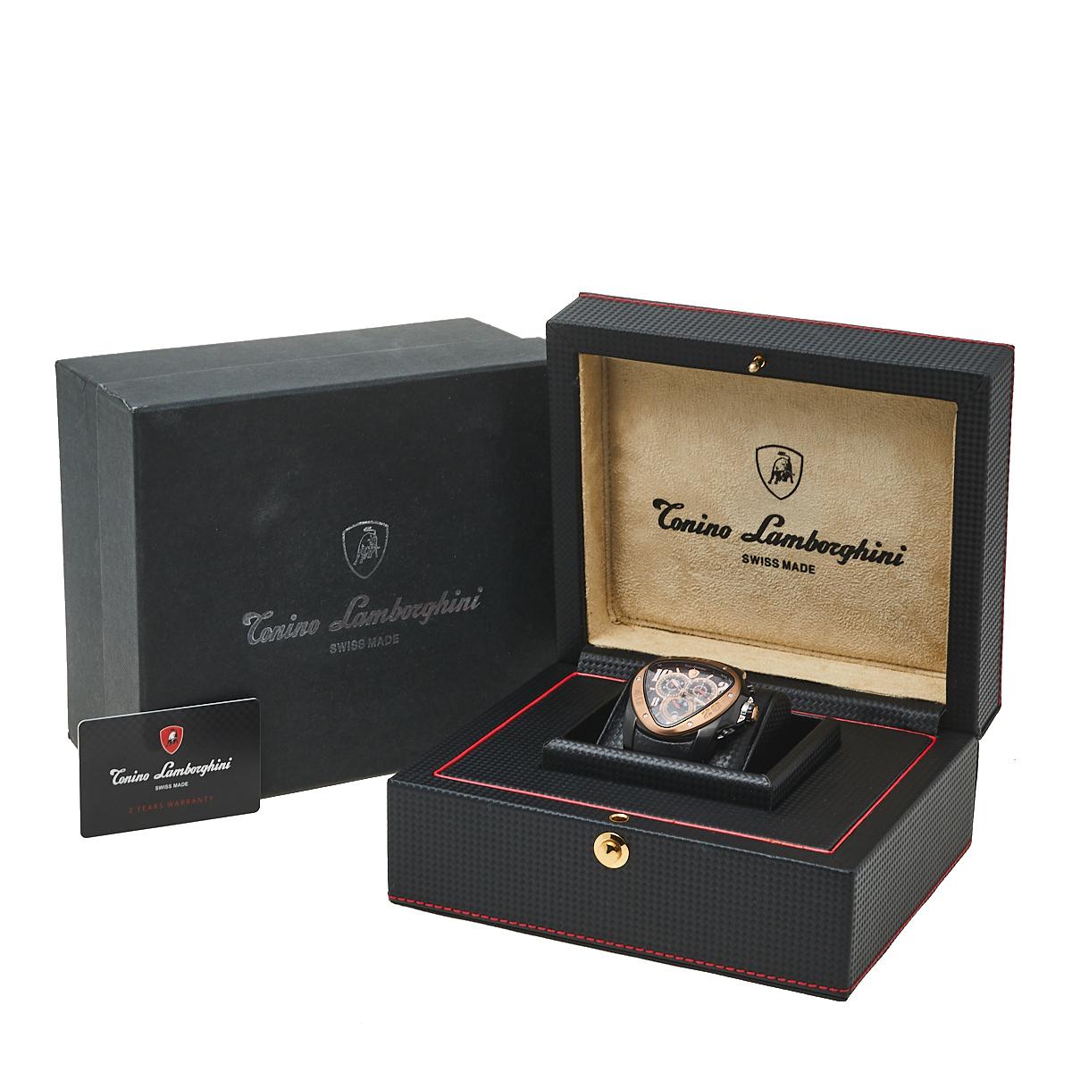 Montre-bracelet pour homme Tonino Lamborghini Spyder en acier inoxydable bicolore noir 55 mm 1