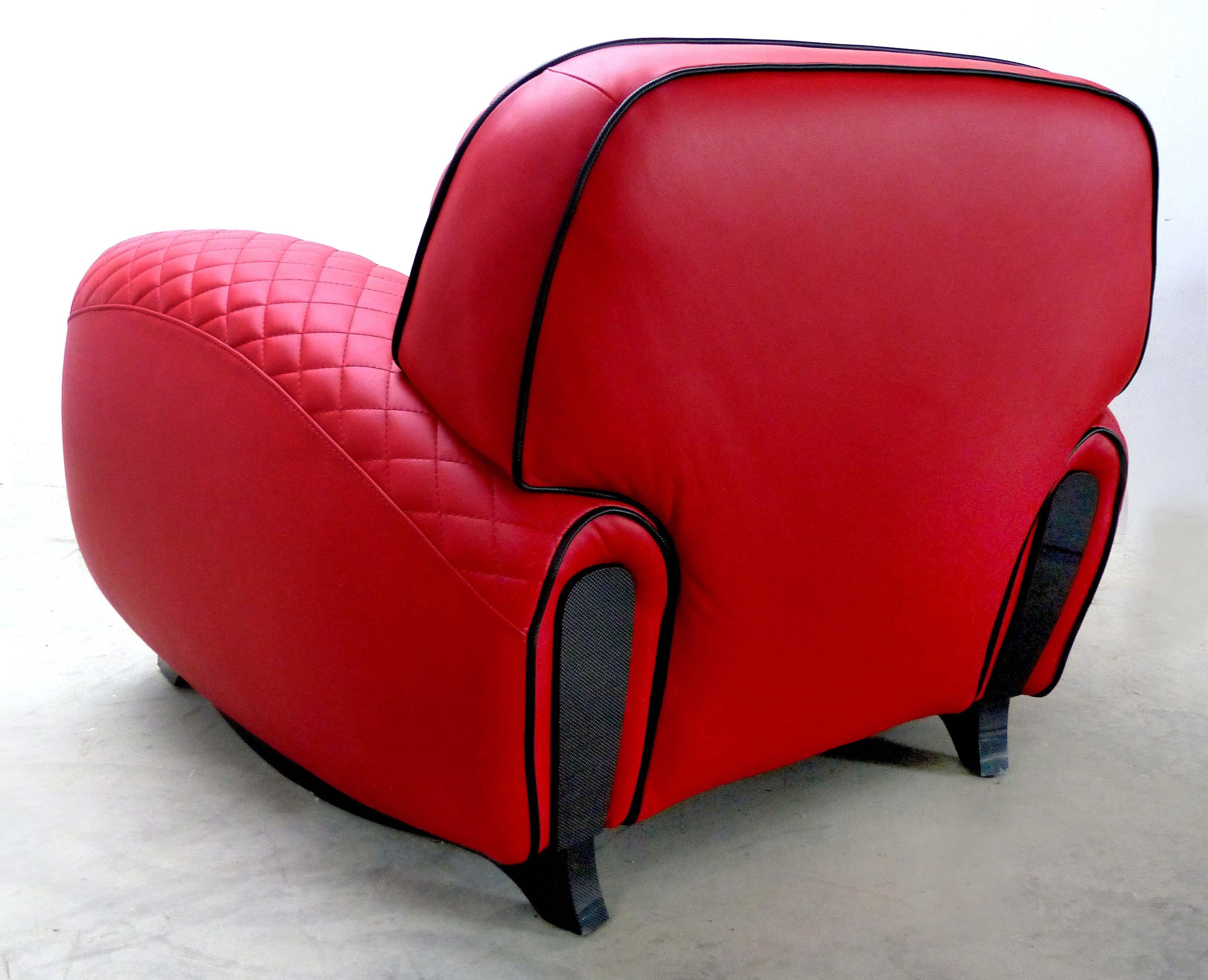 Mid-Century Modern Tonino Lamborghini Carbon Imola Leather Armchair by Formitalia For Sale