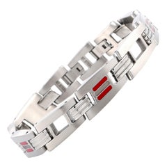 Tonino Lamborghini Corsa Collection Stainless Steel Red & White Crystal Bracelet