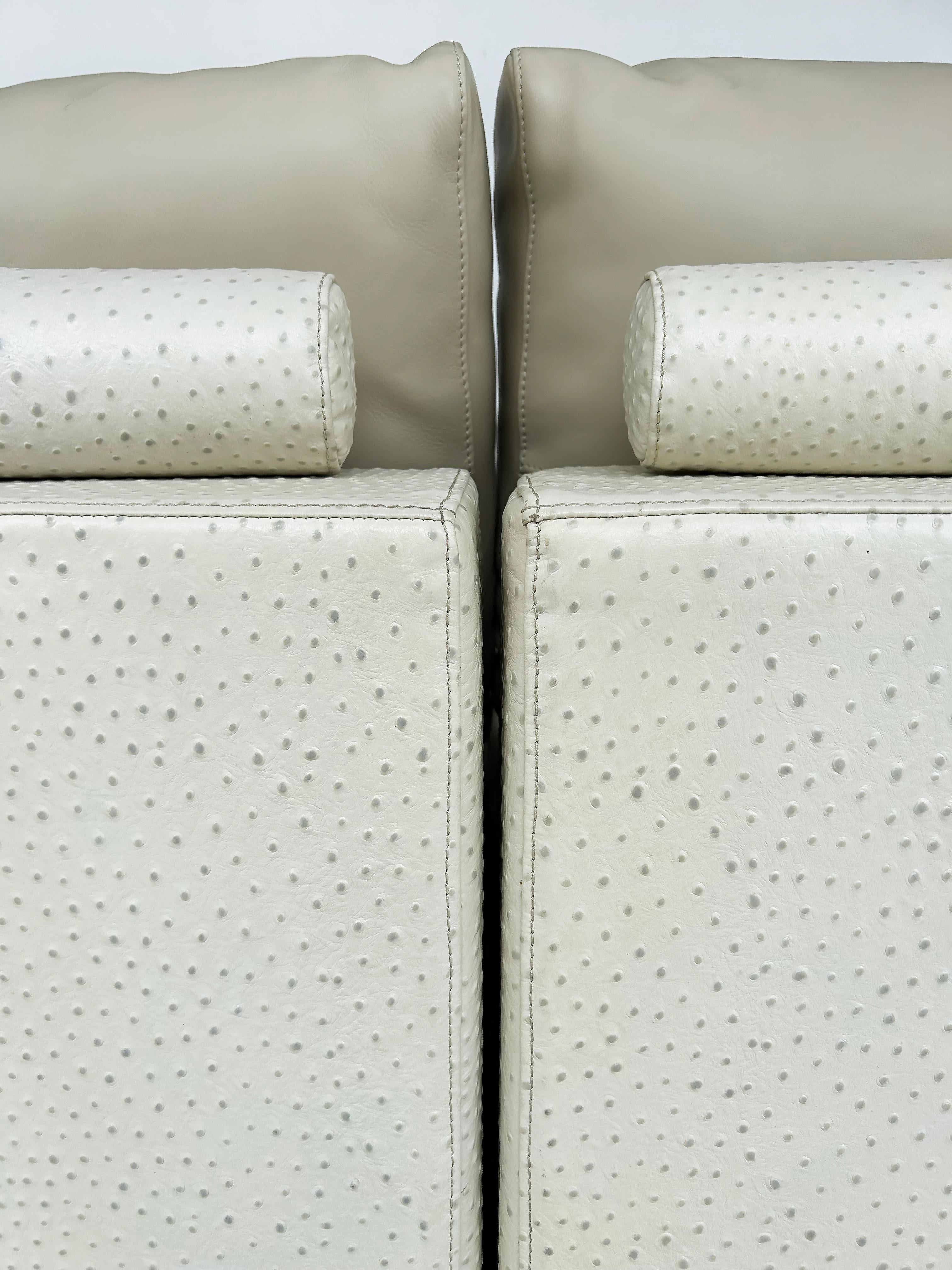Tonino Lamborghini Italien, 2-teiliges Sofa aus Straußenleder in Modulform, 2010 im Angebot 4