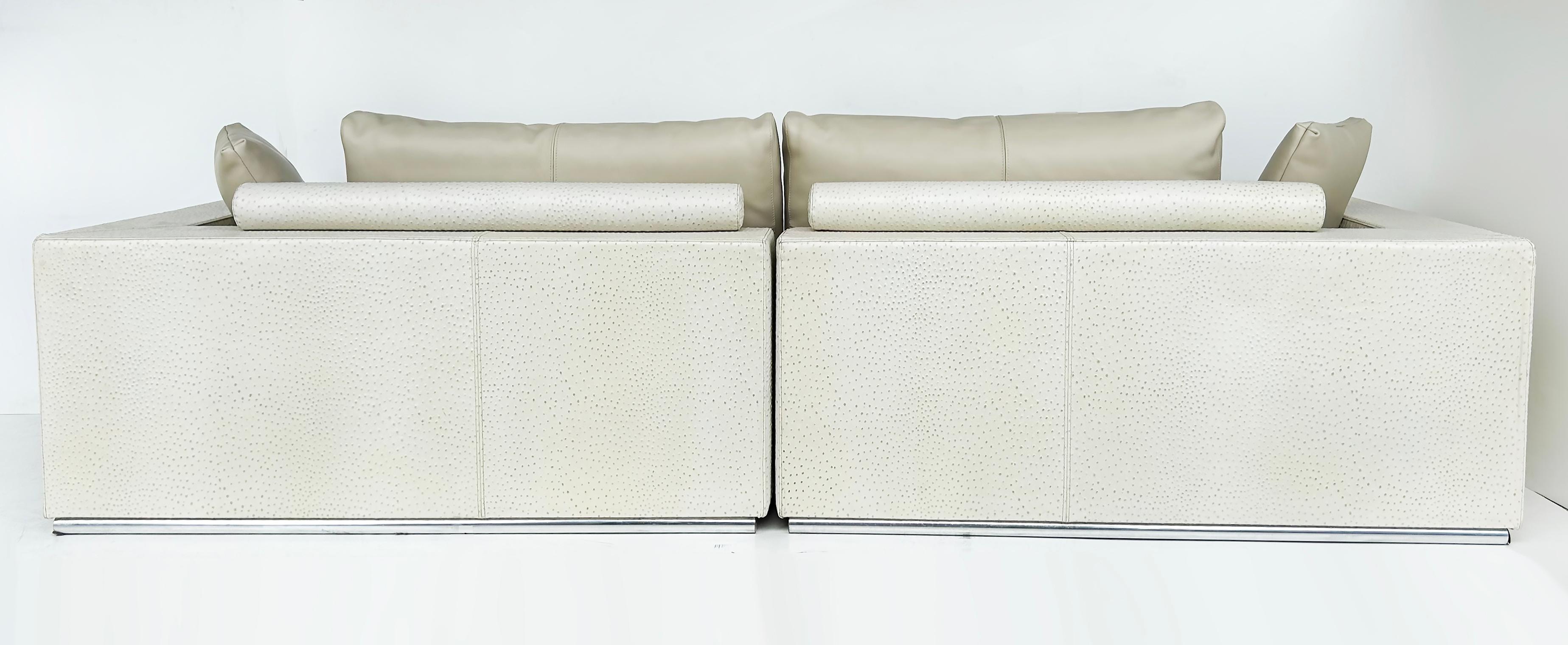 Tonino Lamborghini Italien, 2-teiliges Sofa aus Straußenleder in Modulform, 2010 (21. Jahrhundert und zeitgenössisch) im Angebot