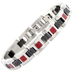 Tonino Lamborghini Primo Collection Stainless Steel Red and Black Bracelet