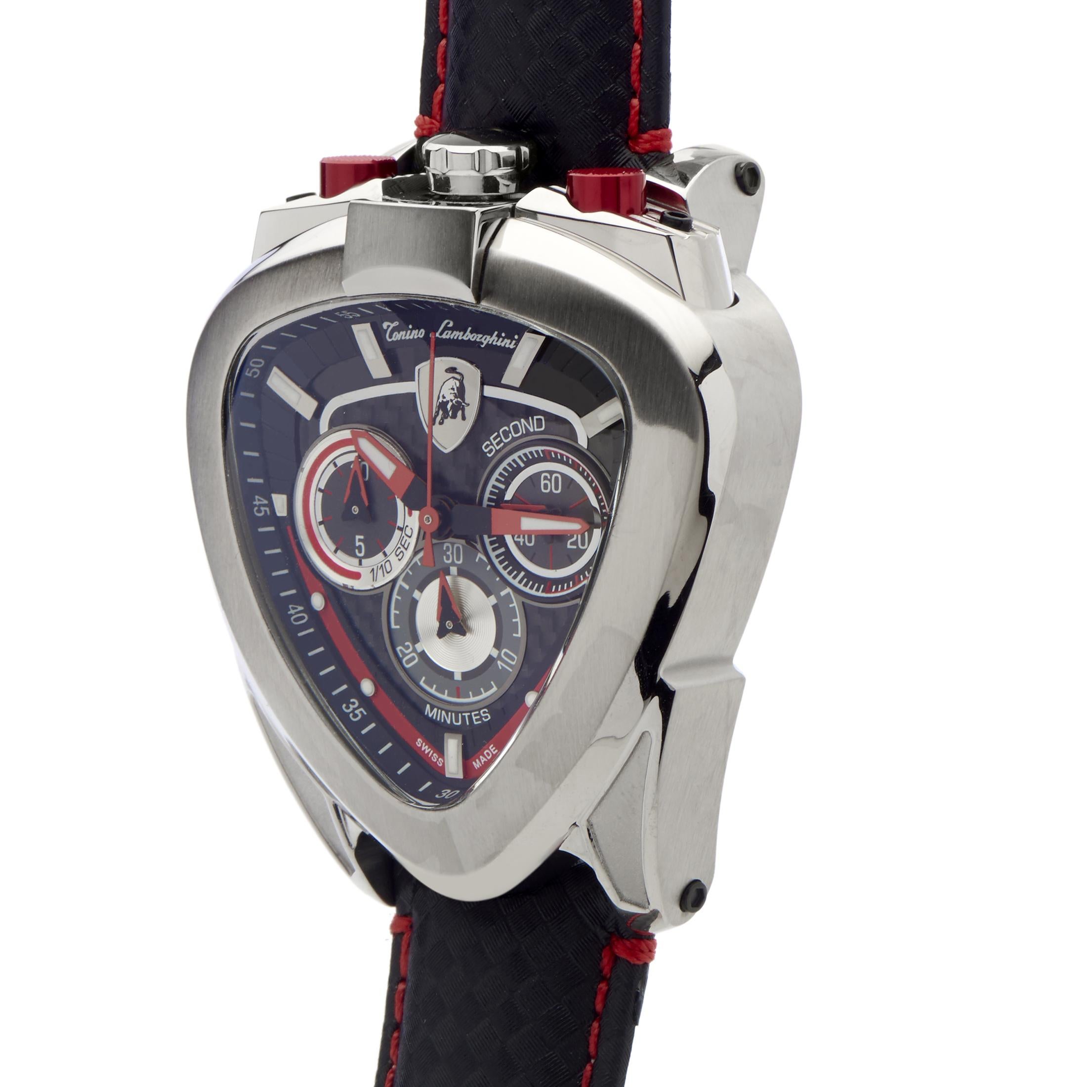 Employing fascinating imagery with strong ties to the brand's esteemed history such as the overall design reminiscent of their logo and the black-and-red contrast evoking the looks of a car's instrument board, this outstanding timepiece from Tonino