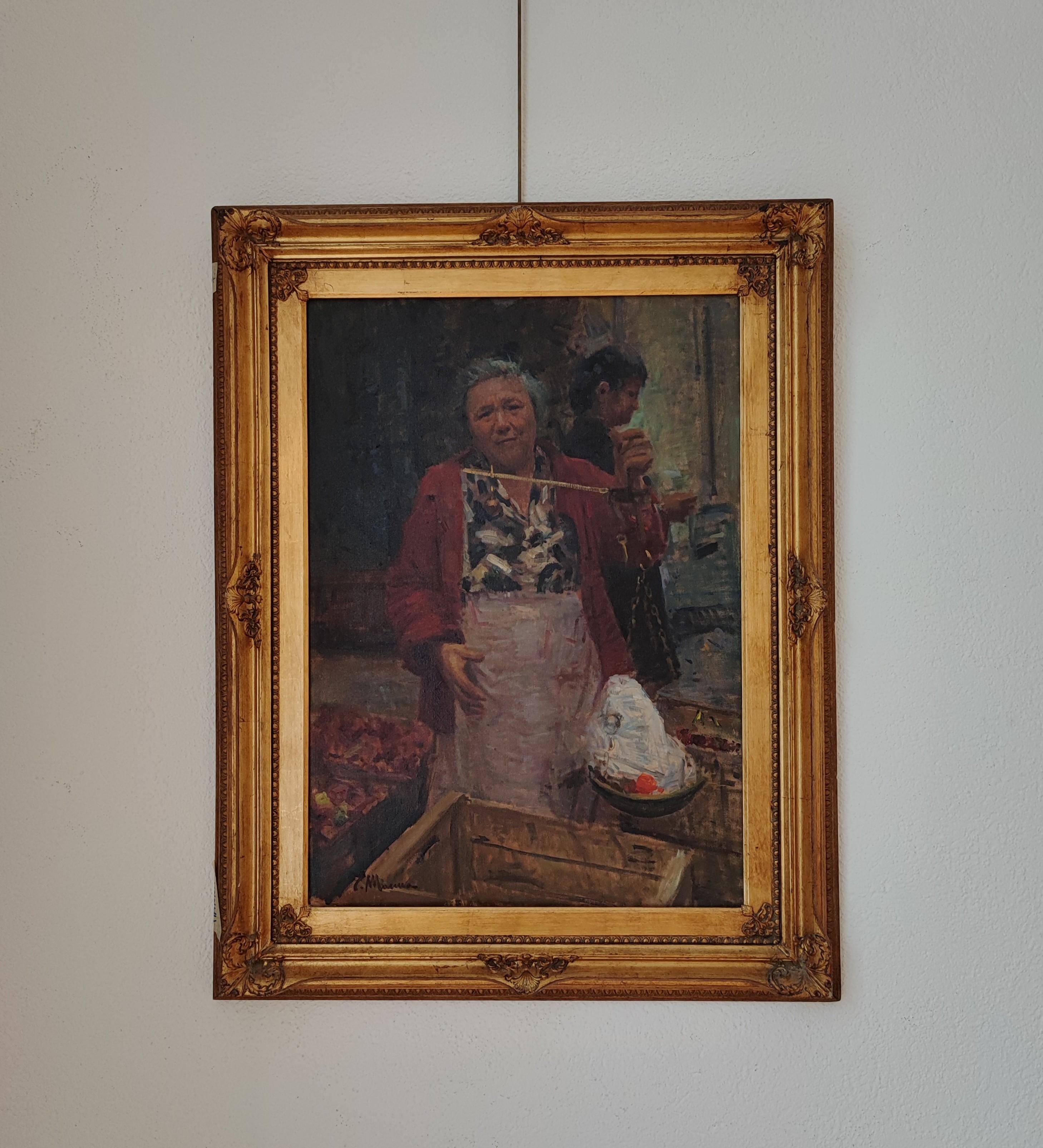 Woman at the market - Painting by Tonino Manna