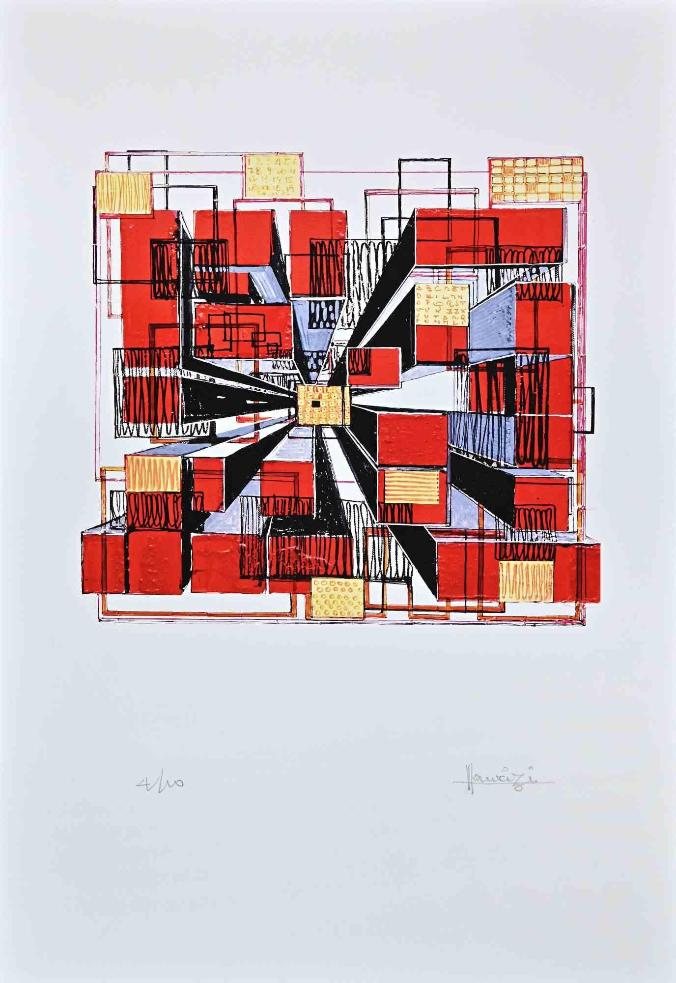 Perspective in Red ist ein Original-Siebdruck auf weißem Papier, der vom italienischen Künstler Tonino Maurizi realisiert wurde.

Rechts unten handsigniert.

Unten links nummeriert, Auflage: 4/100 Abzüge.

Sehr guter Zustand.